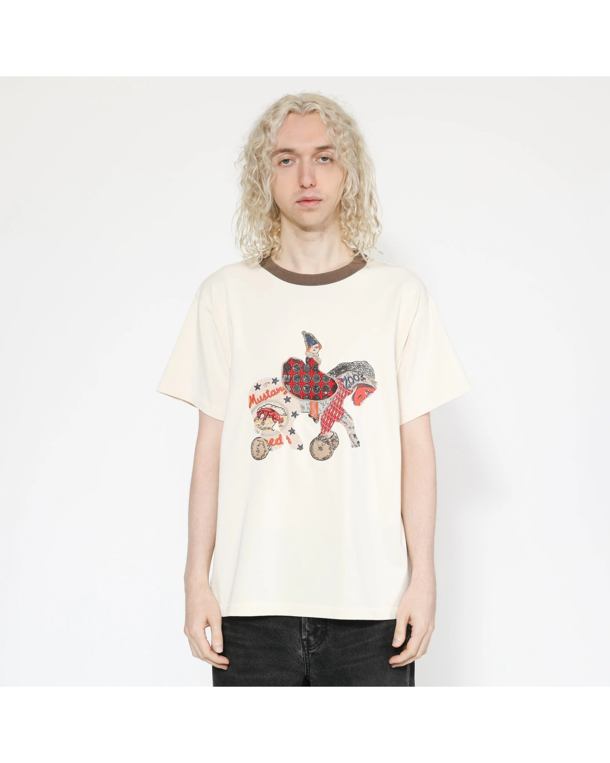 Collage Horse Tee - Charcoal Ringer - Image 2