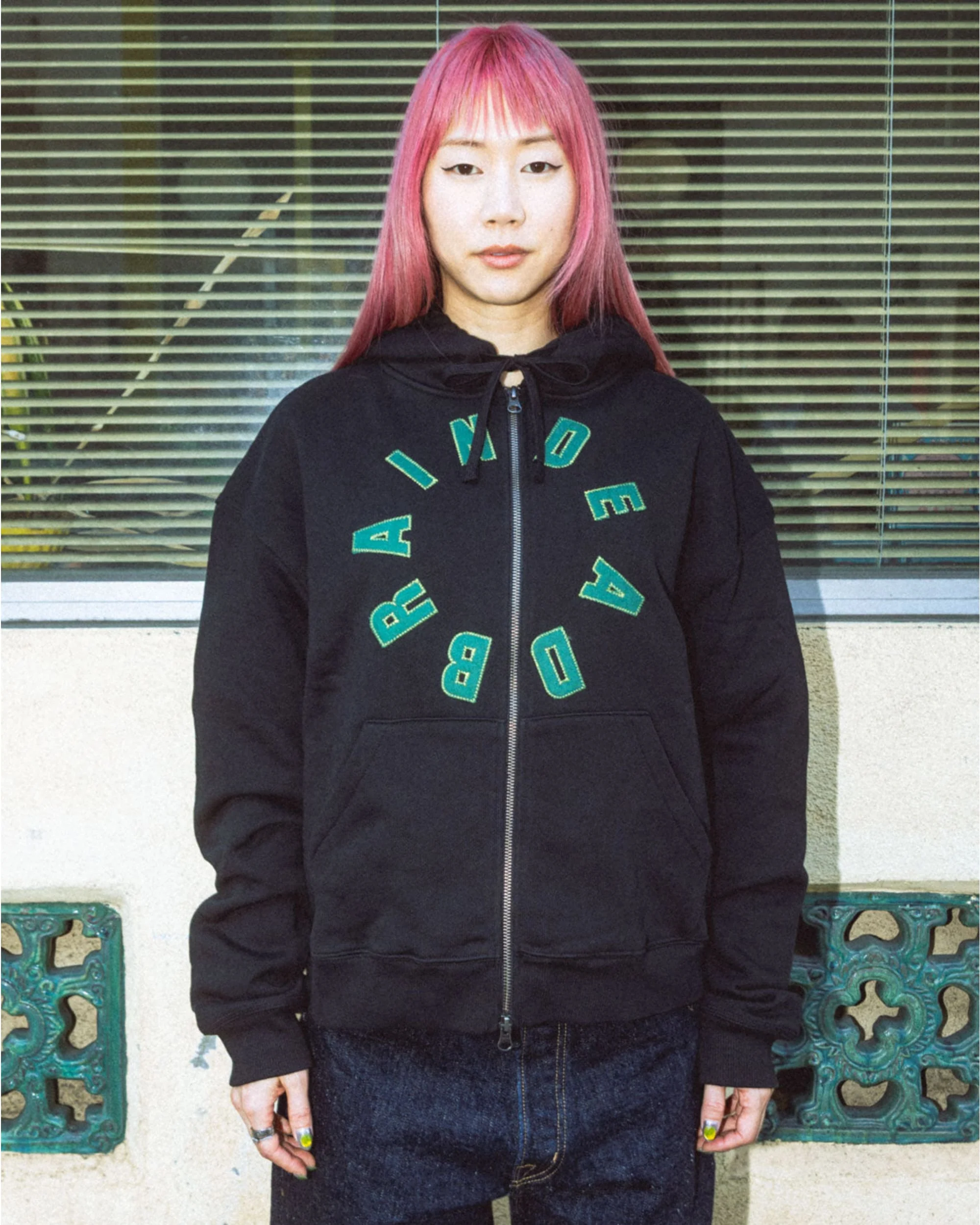 Collegiate Zip Up Hoodie - Black - Image 6
