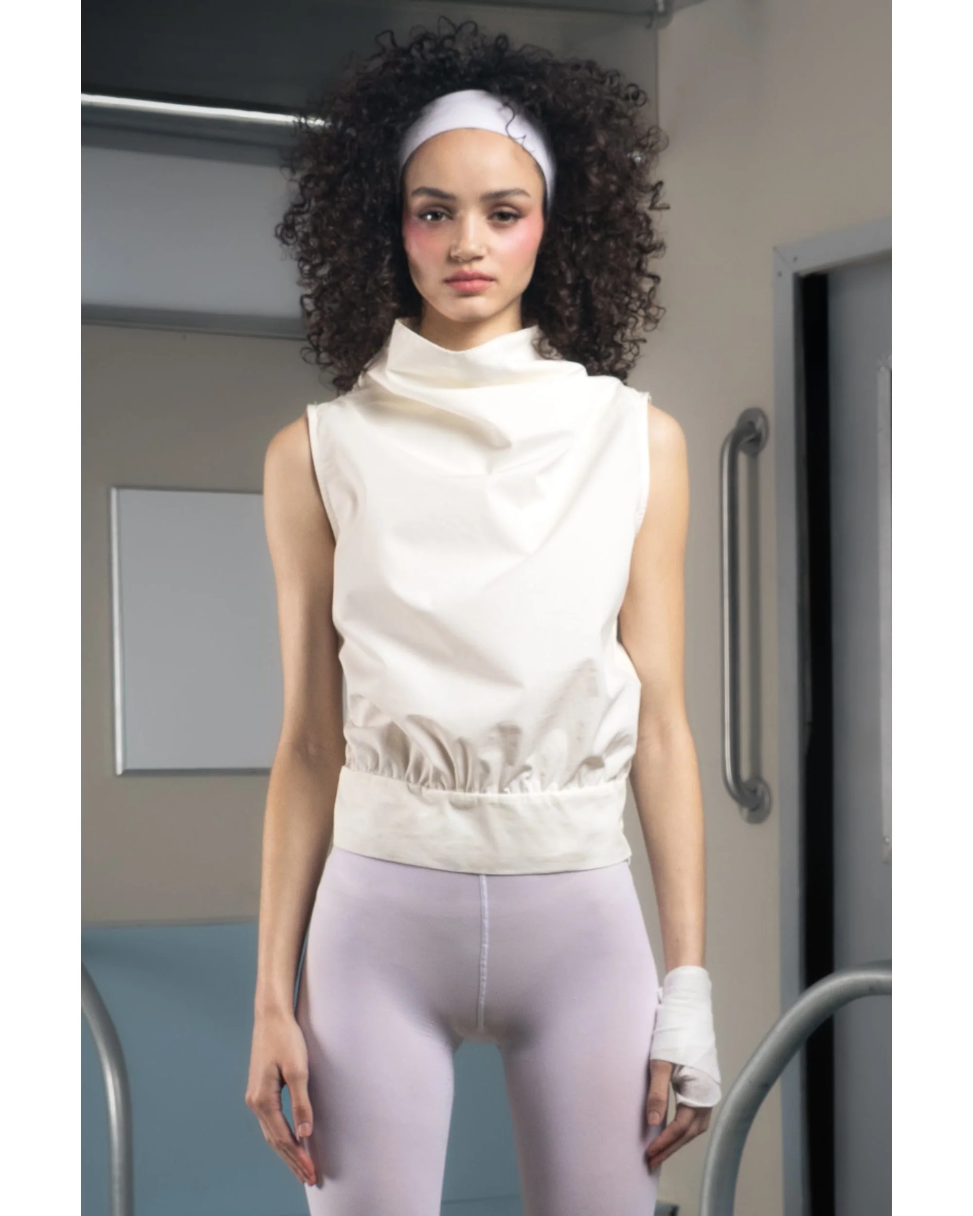 COWL TURTLENECK TANK - WHITE - Image 5