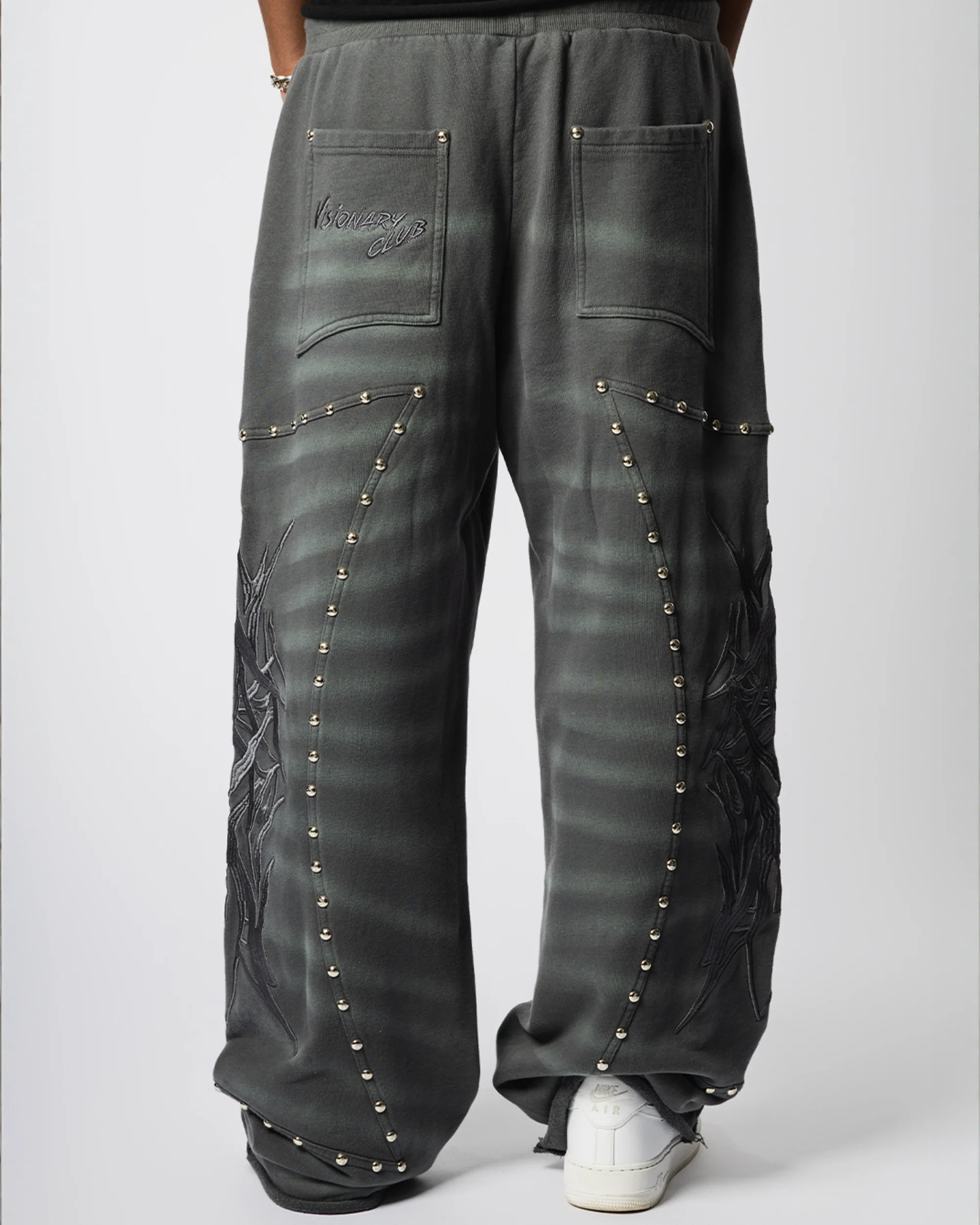 "CRASH BURNERS" WIDE LEG SWEATS (GREY) - Image 5