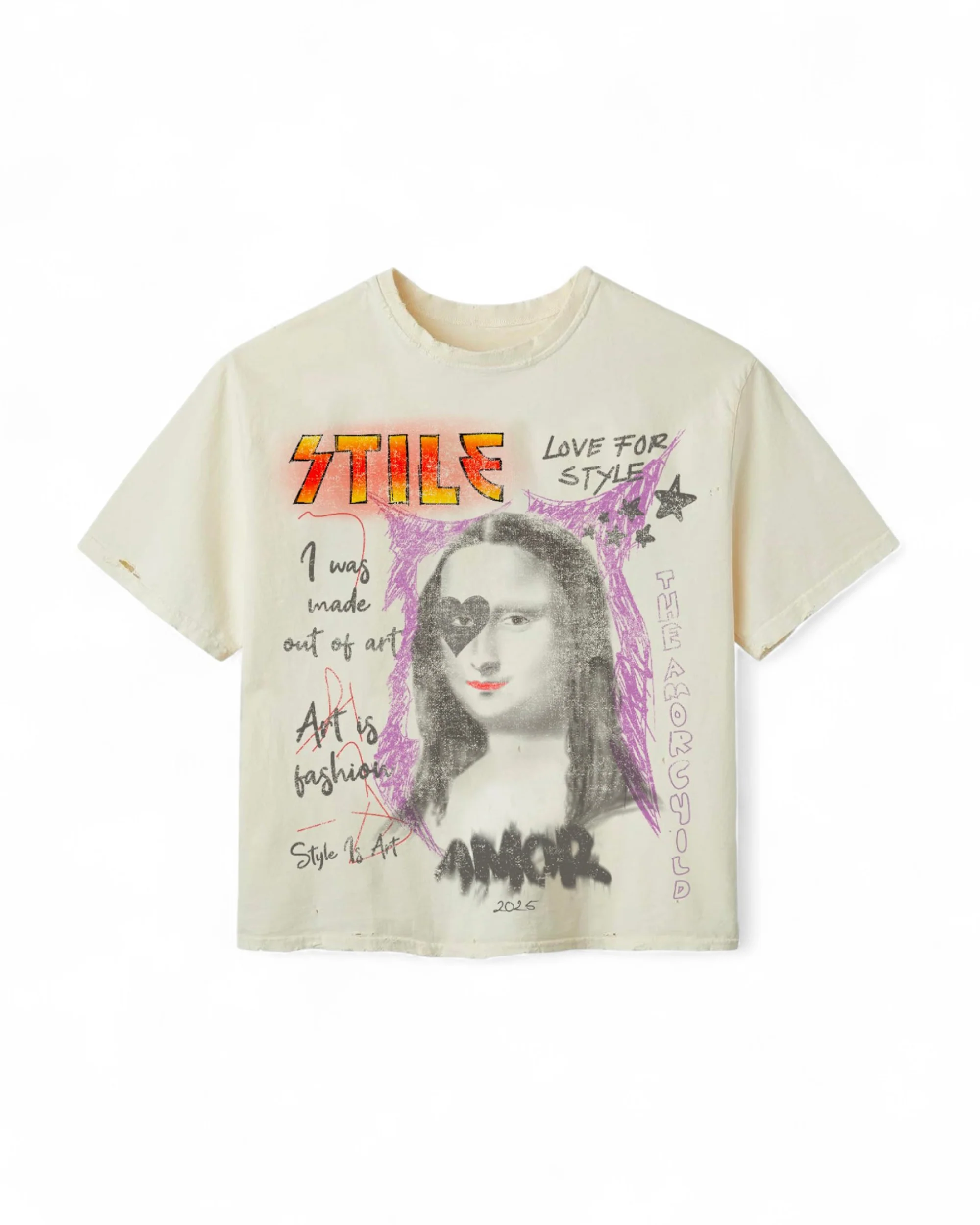 CREAM MONALISA TEE