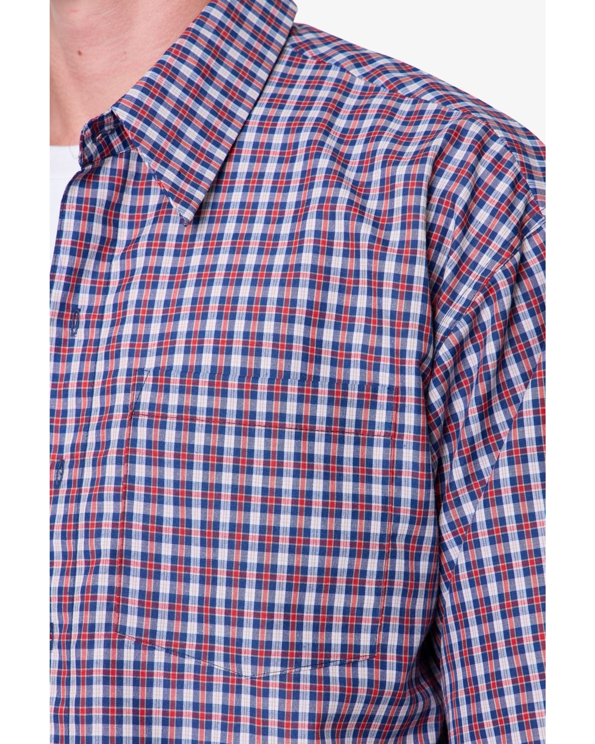 Crispy Poplin Over Shirt - Red/Blue - Image 7