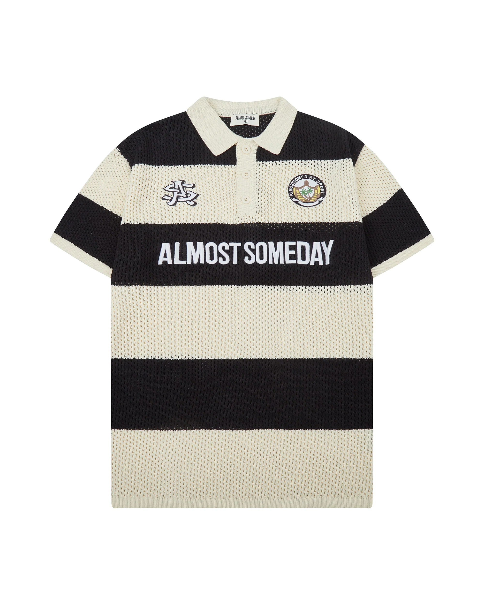 Crochet Knit Polo (Cream / Black)