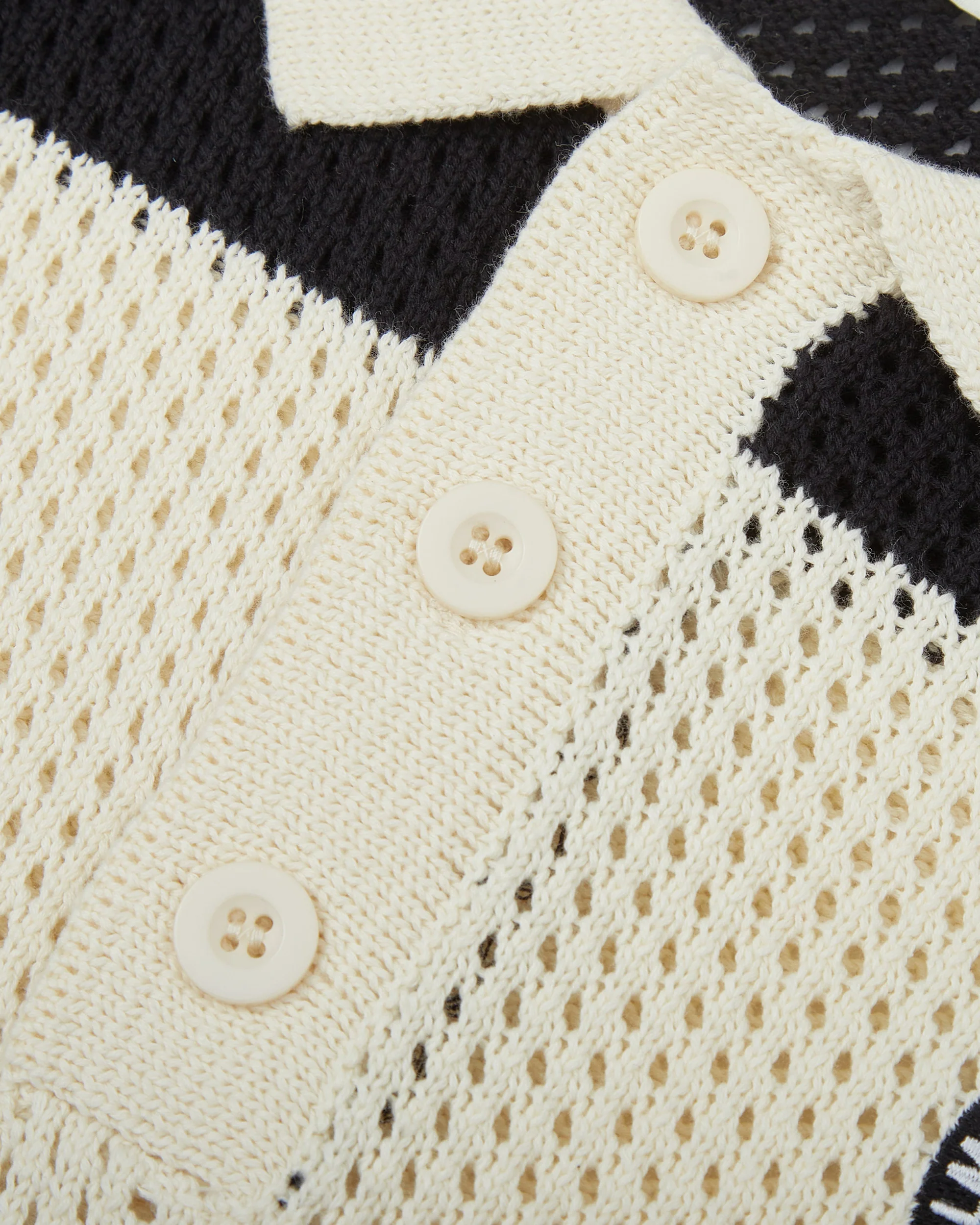 Crochet Knit Polo (Cream / Black) - Image 5