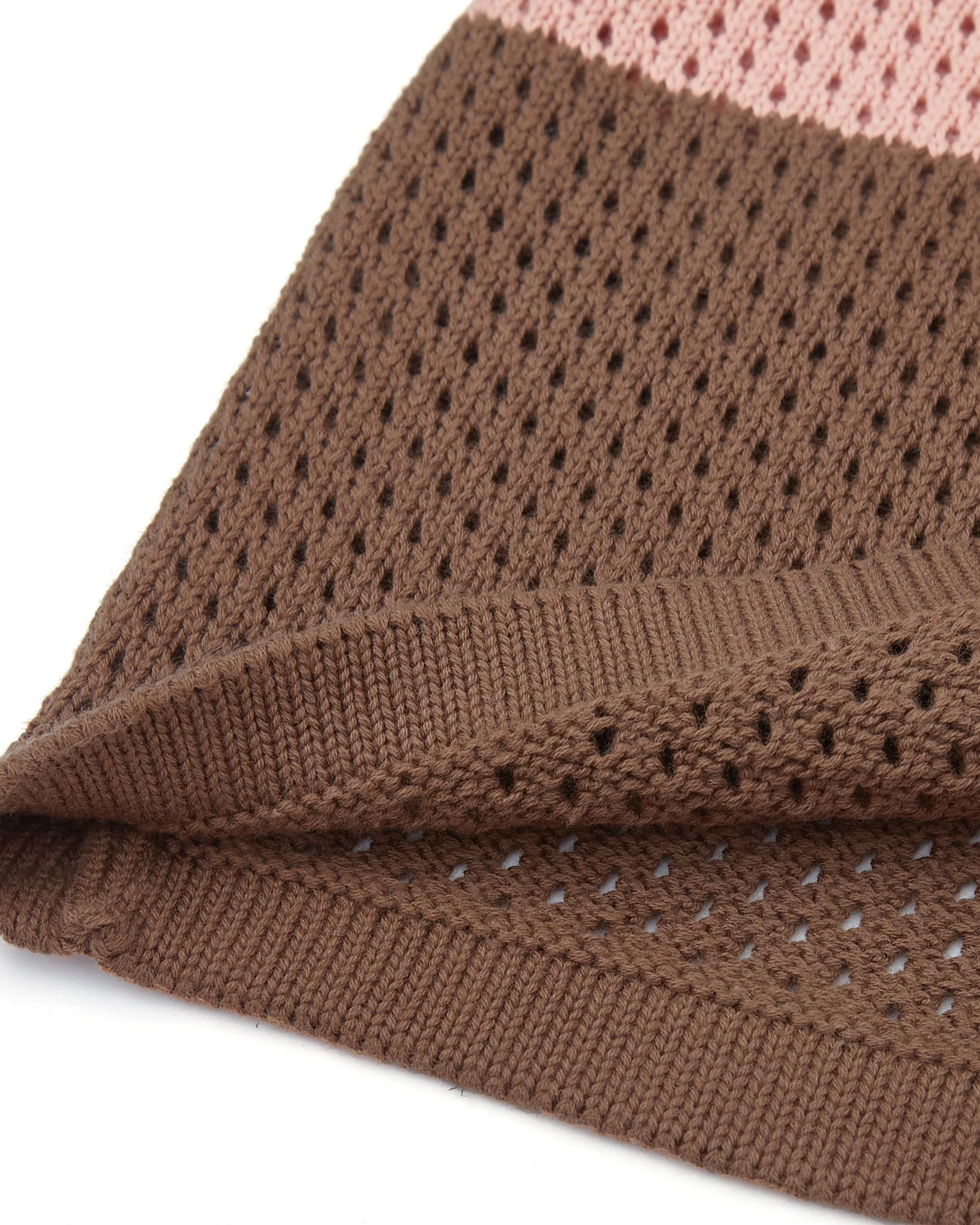 Crochet Knit Polo (Pink / Brown) - Image 9