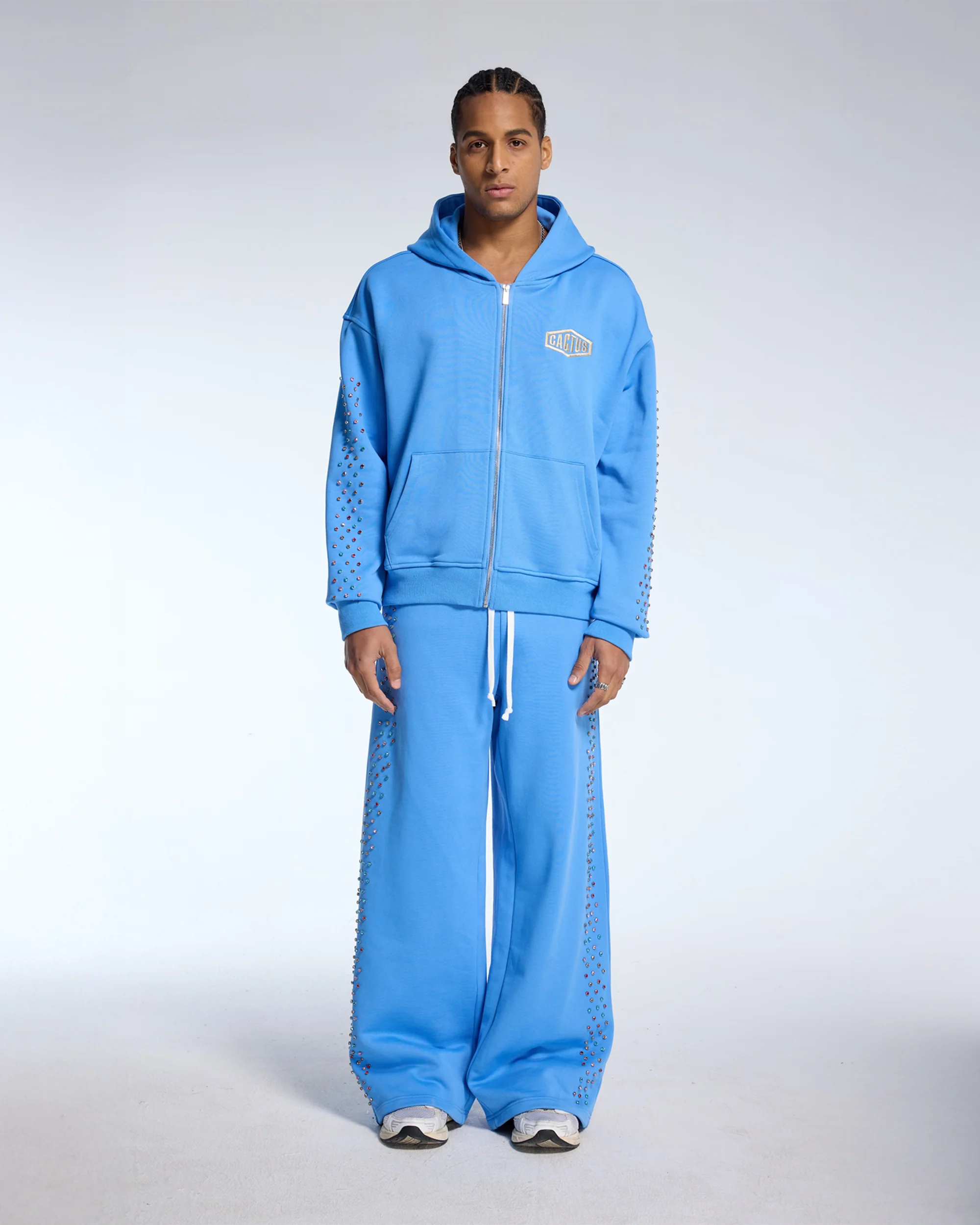 CRYSTAL CACTUS ZIP HOODIE - BABY BLUE - Image 2