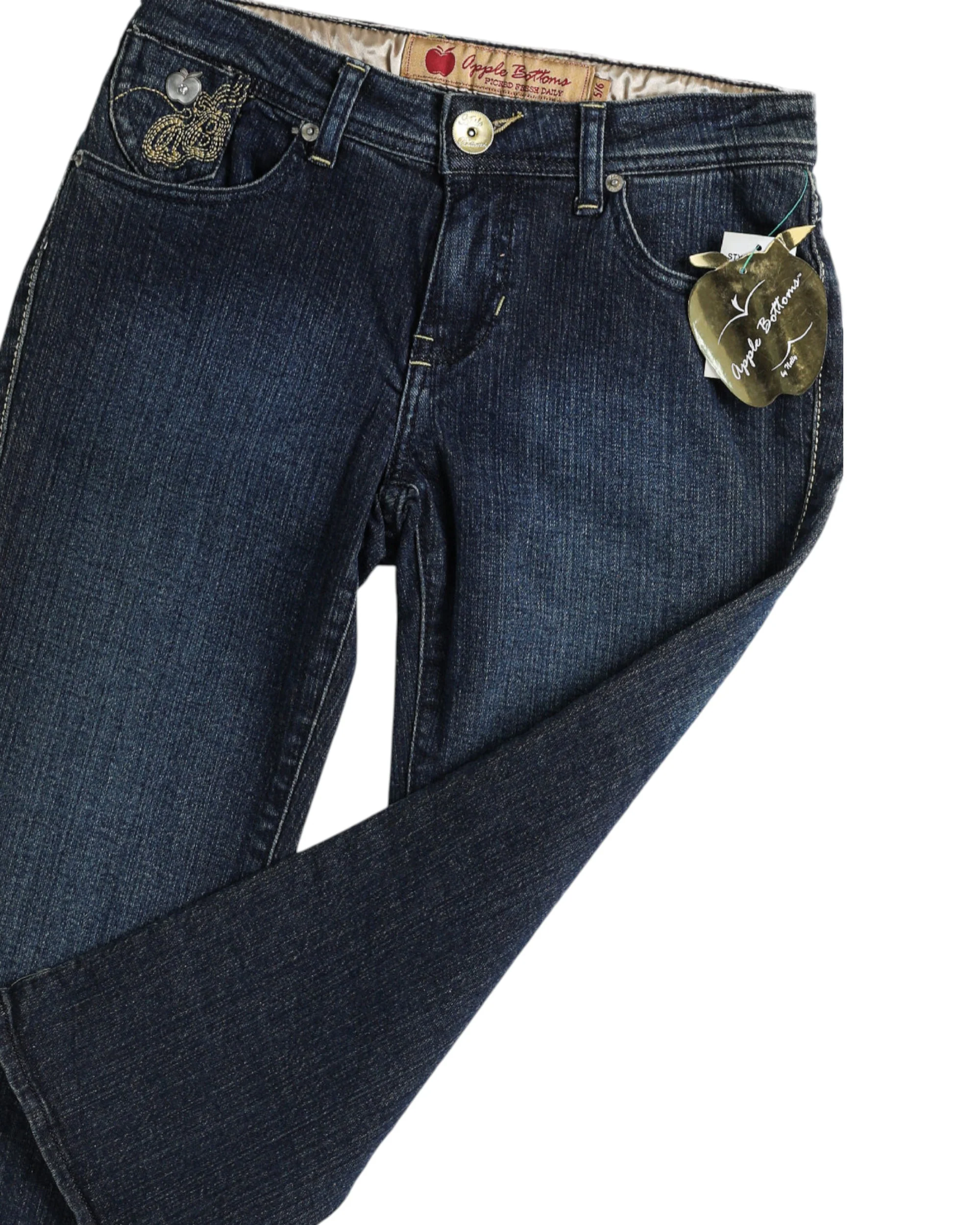 Deadstock Apple Bottom Gold Embroidered Denim Capris - W28, W30 - Image 3