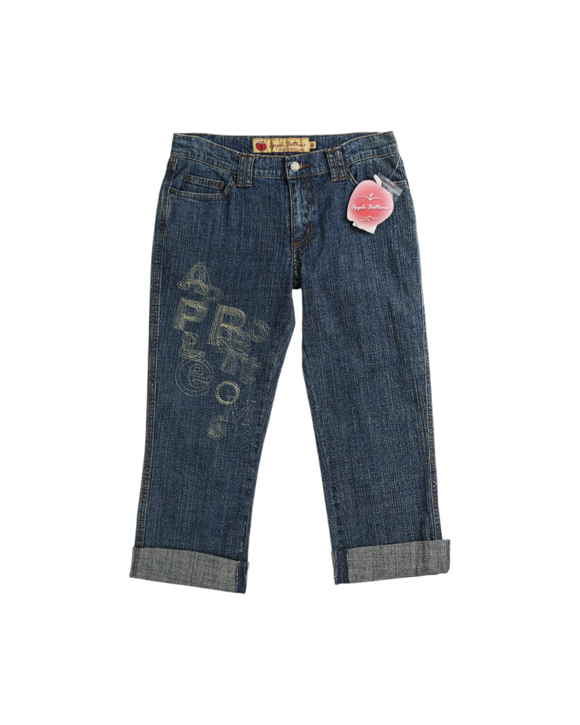 Deadstock Apple Bottom Gold Embroidered Denim Capris - W30