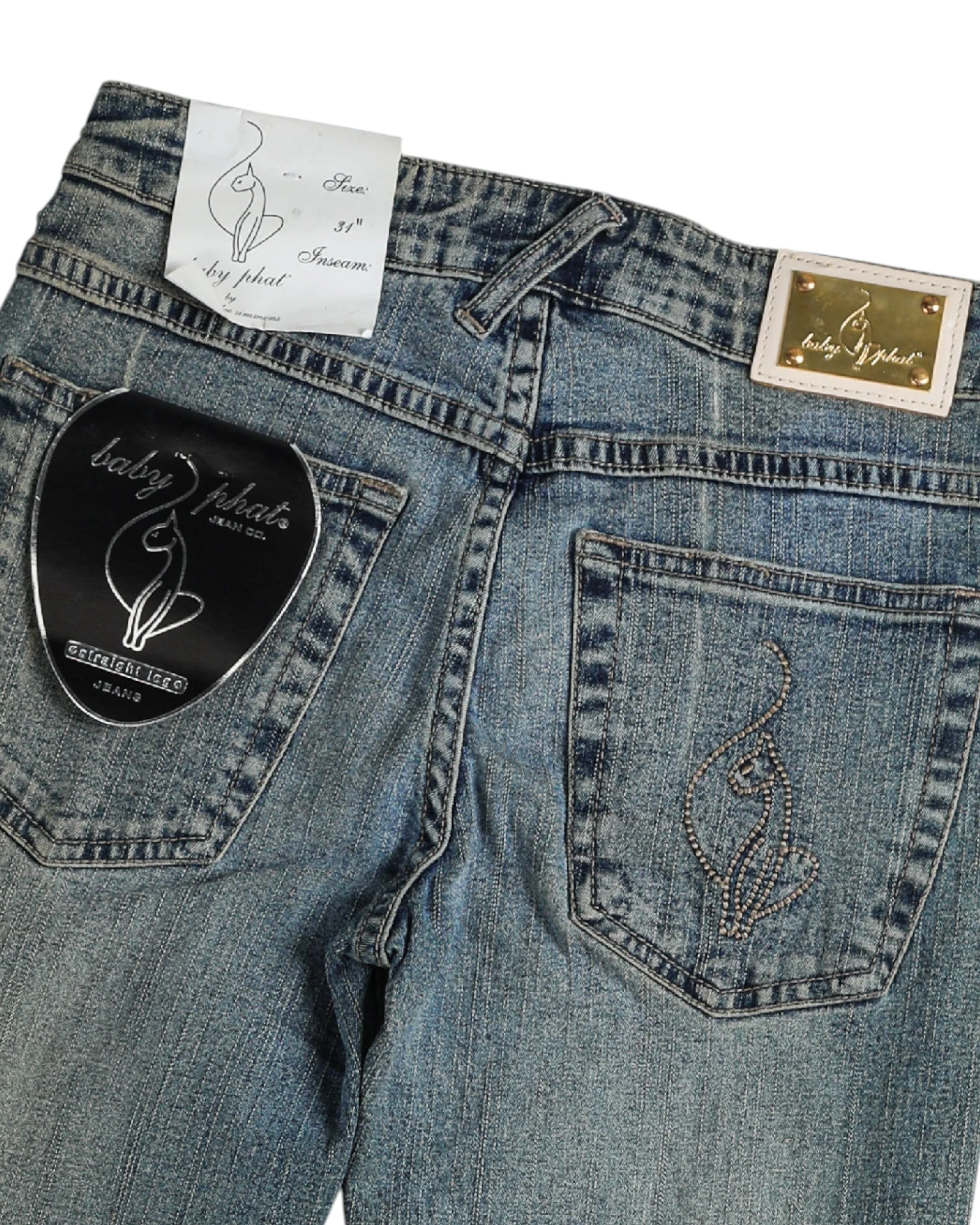 Deadstock Baby Phat Checkered Denim Pants - W26, W28, W29, W31 - Image 4