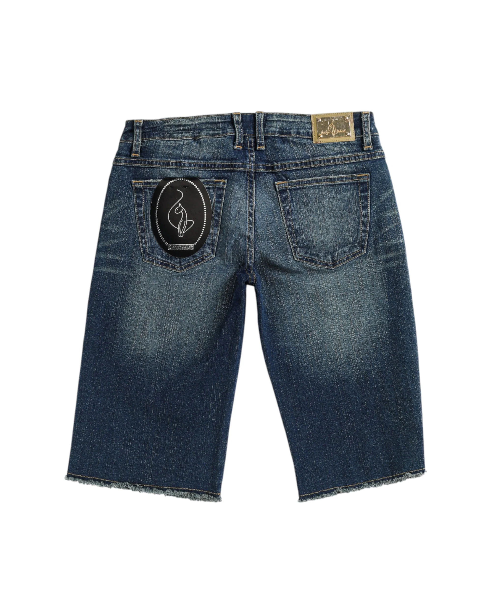 Deadstock Baby Phat Dark Wash Bedazzled Denim Shorts - W30, W31 - Image 2