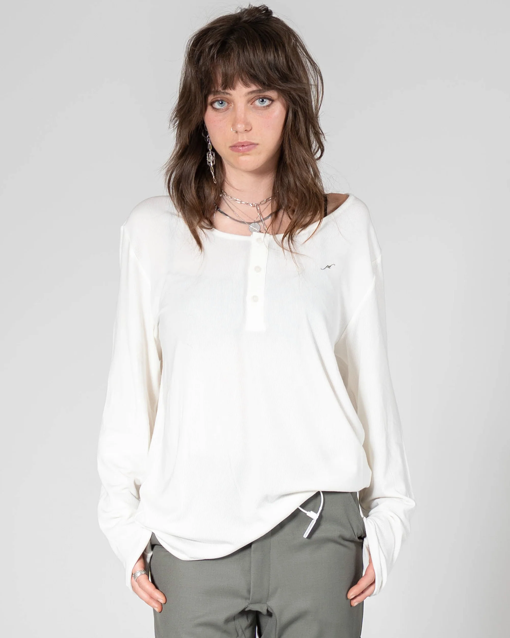 Delicate Wide Neck Henley - Image 9