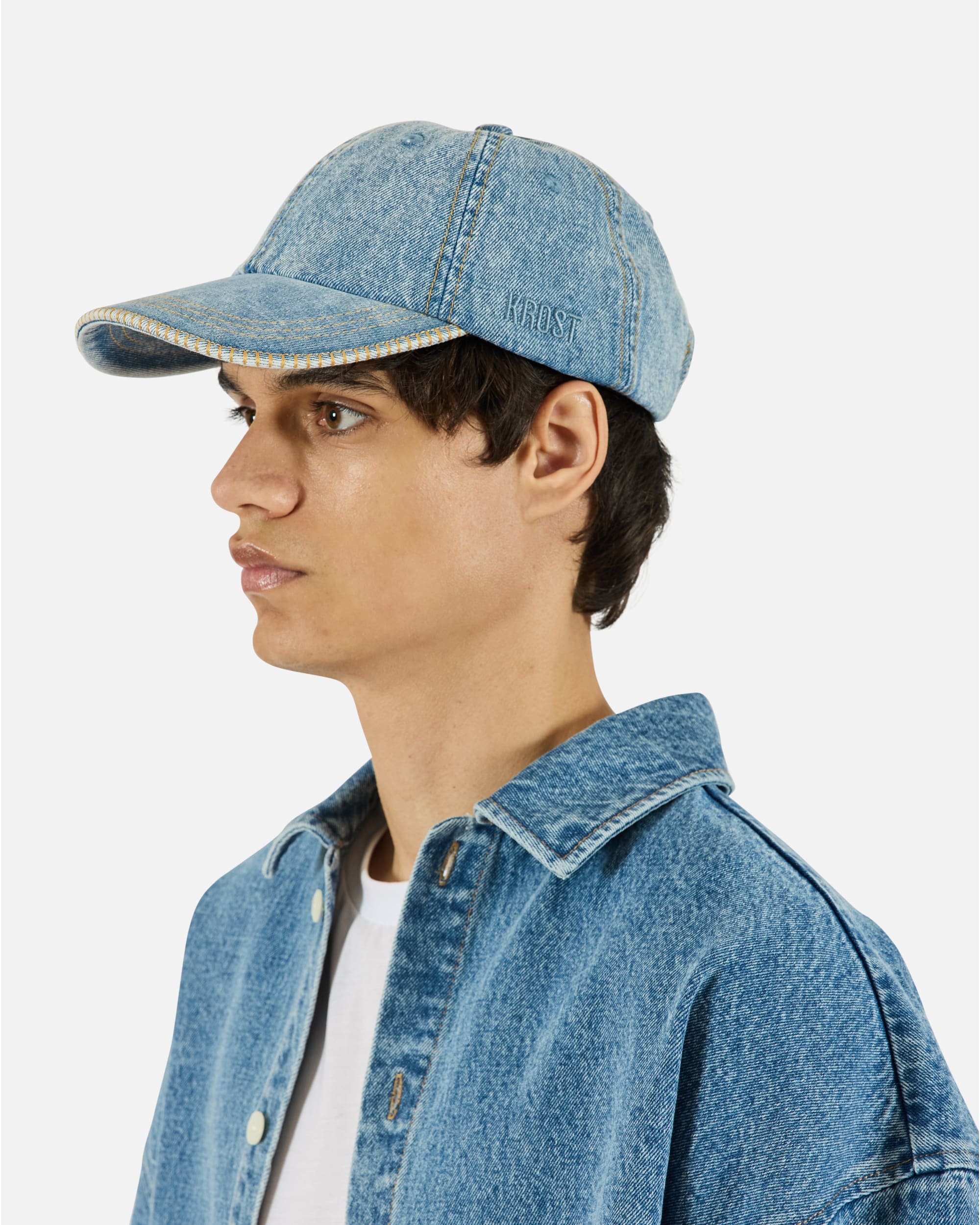 Denim Blanket Stitch Cap - Medium Wash - Image 5
