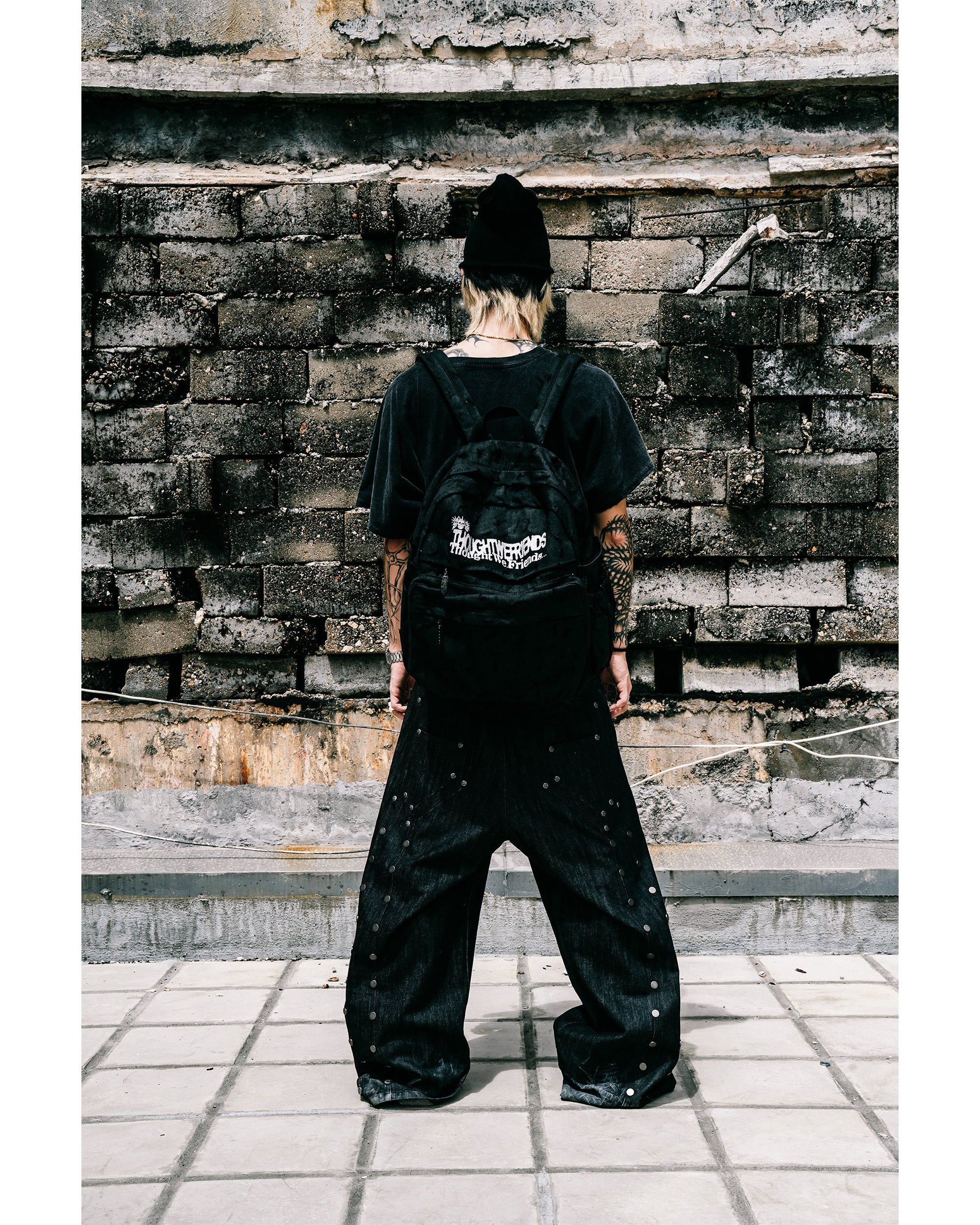 Devlin Studded Waxed Japanese Raw Denims in Black - Image 6