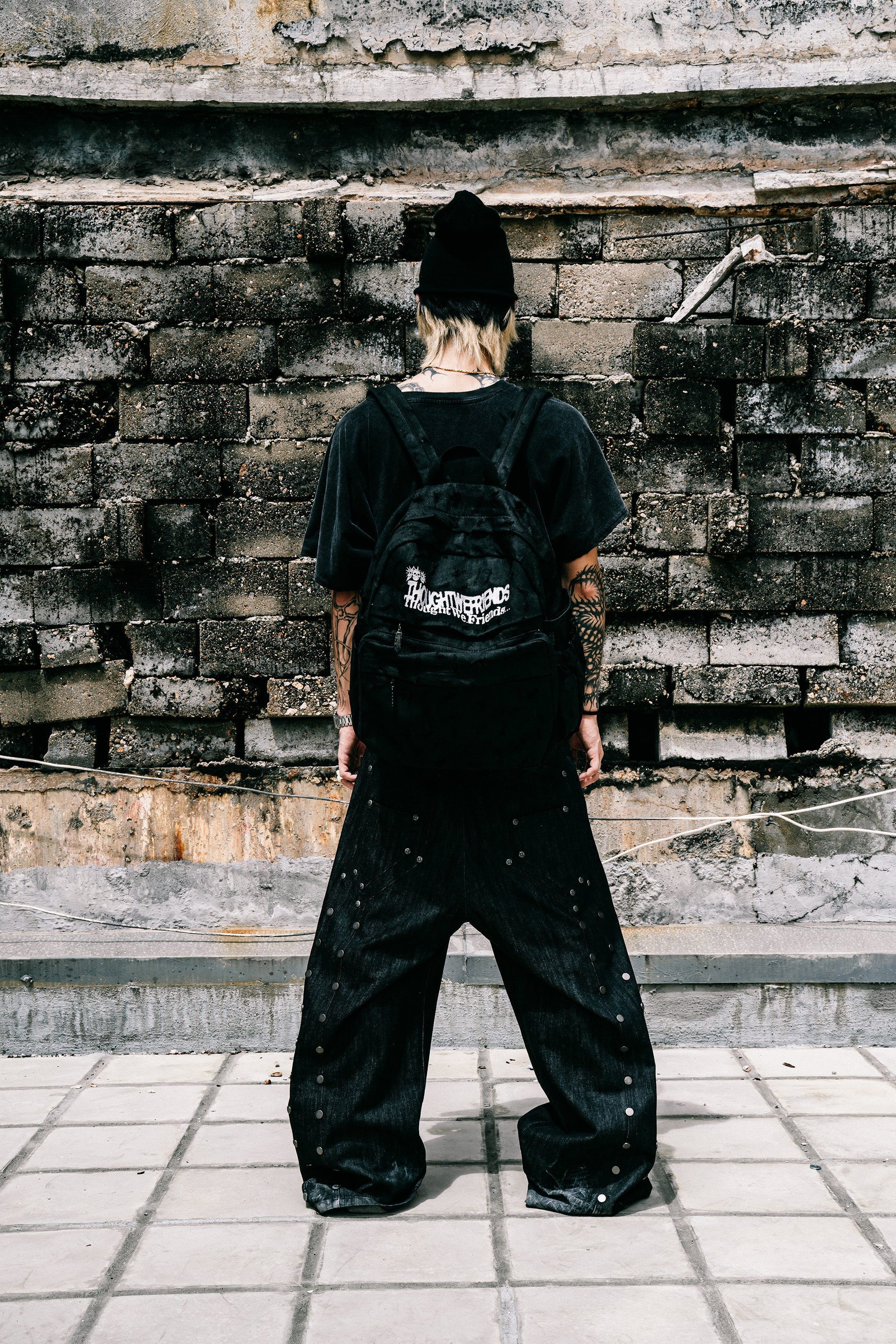 Devlin Studded Waxed Japanese Raw Denims in Black - Image 8