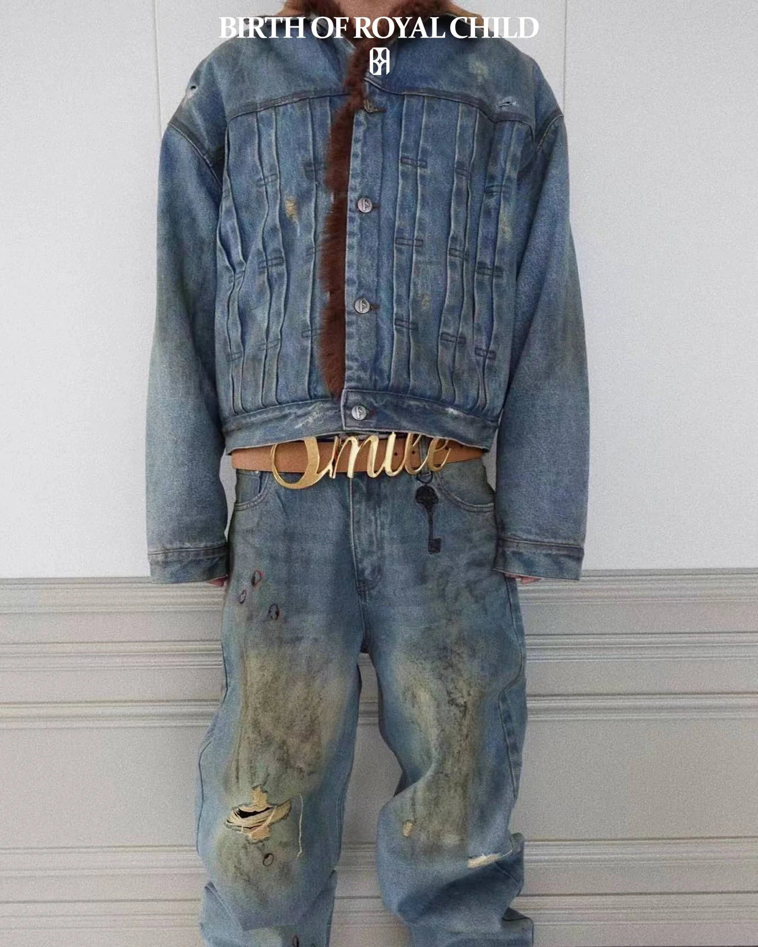 Dirty-Washed Furry Denim Jacket - Image 11