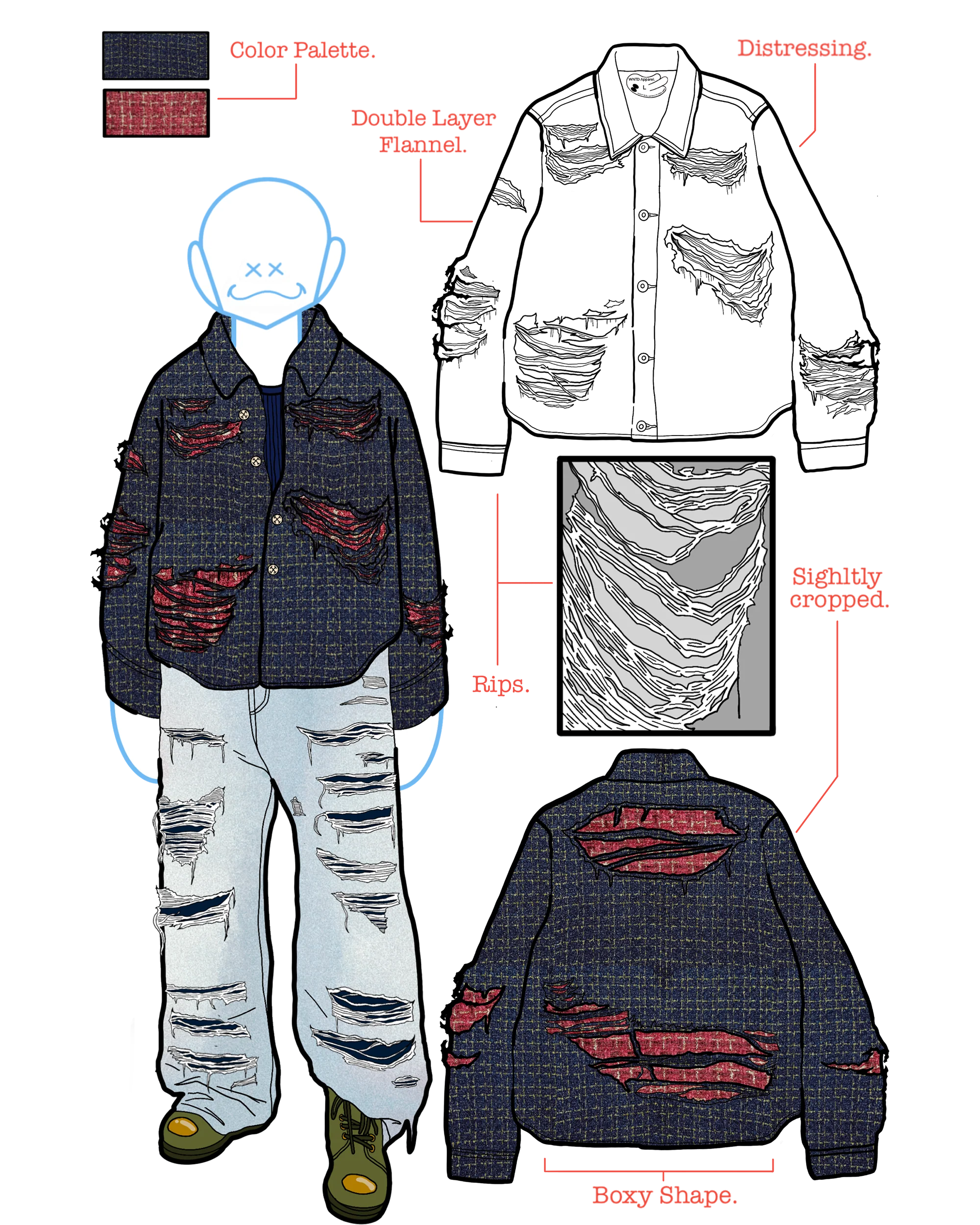 DISTRESSED DOUBLE LAYER FLANNEL - Image 6