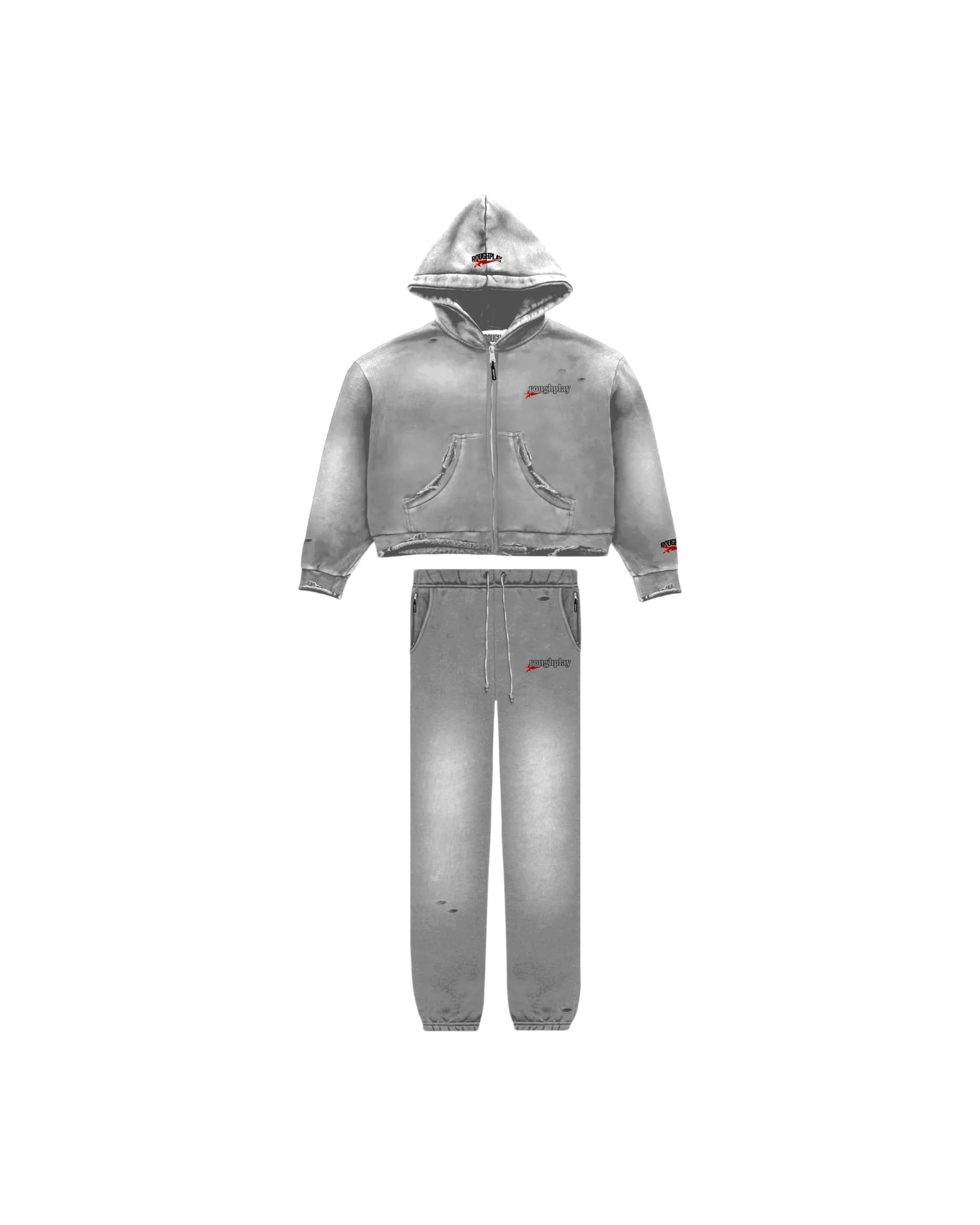 Distressed Sweatsuit (GRY X BLK/RED)
