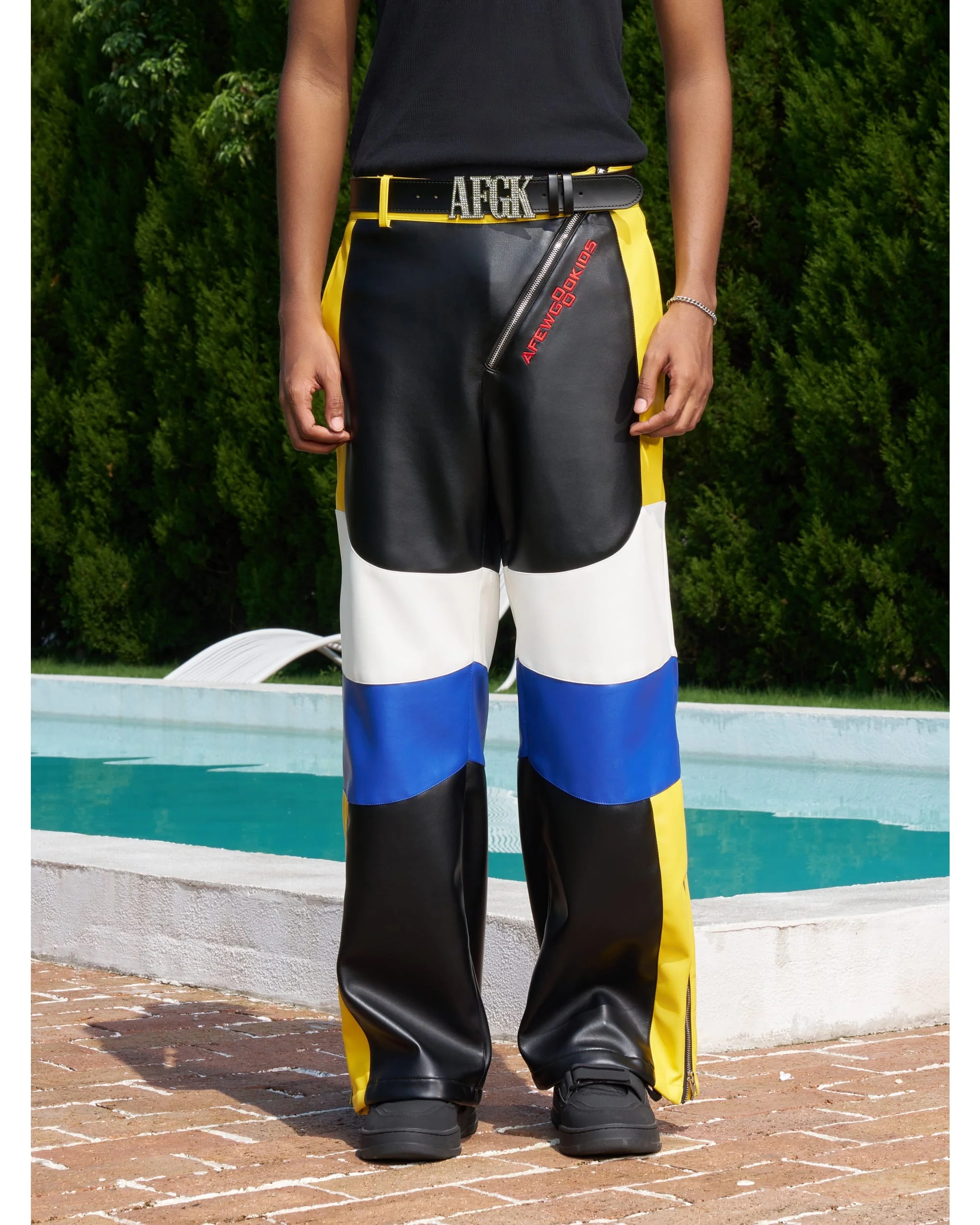 (AFGK) Leather panel trousers - Image 3
