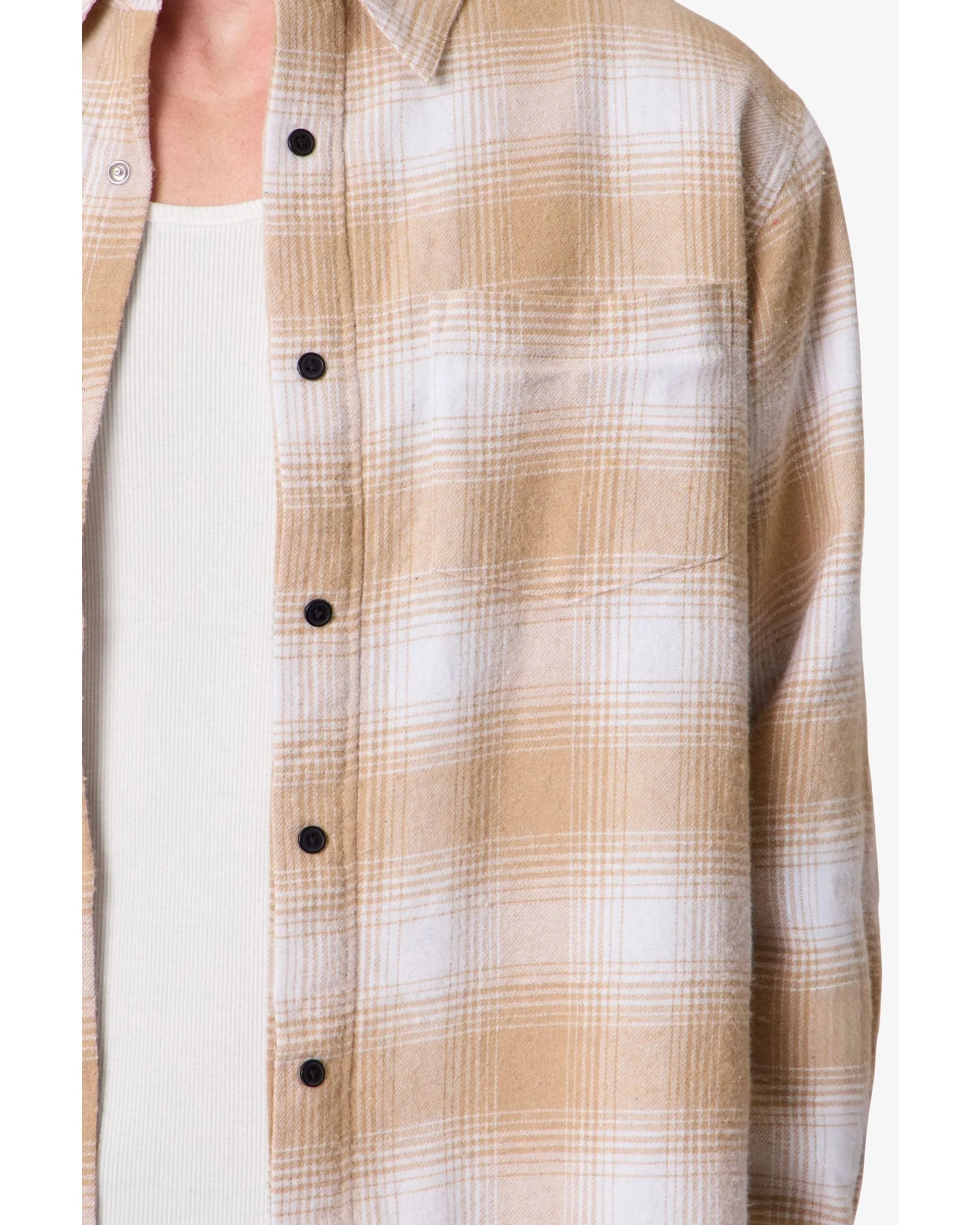 Double Layered Vintage Shirt - Tan - Image 4
