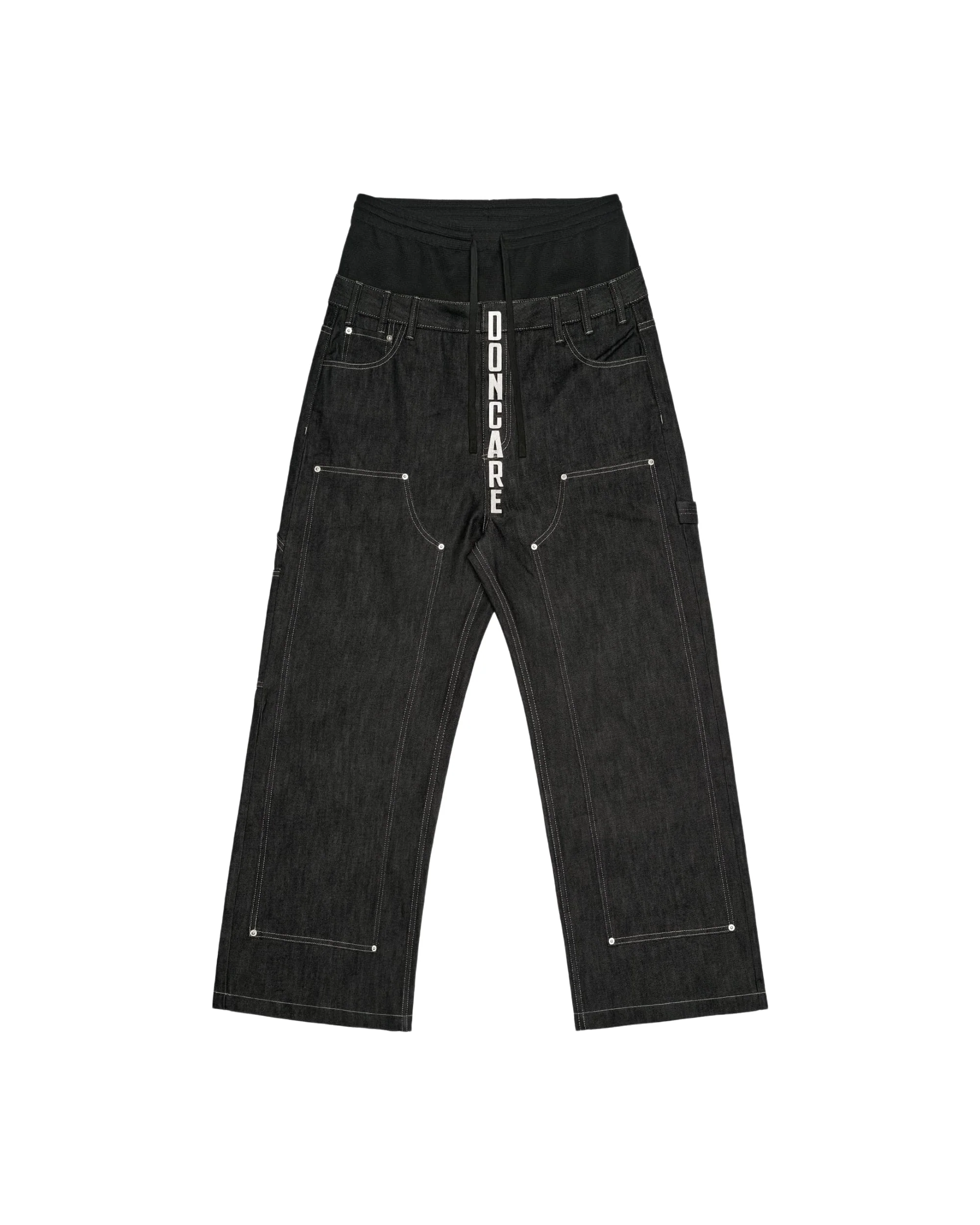 DOUBLE-WAIST RAW DENIM JEANS