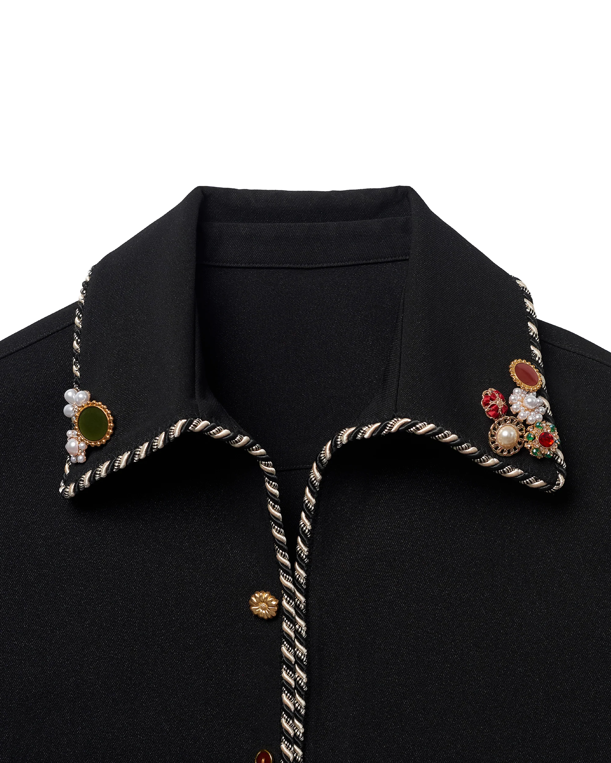 Embellished Long Sleeve Lasso Shirt - Classic Black - Image 5