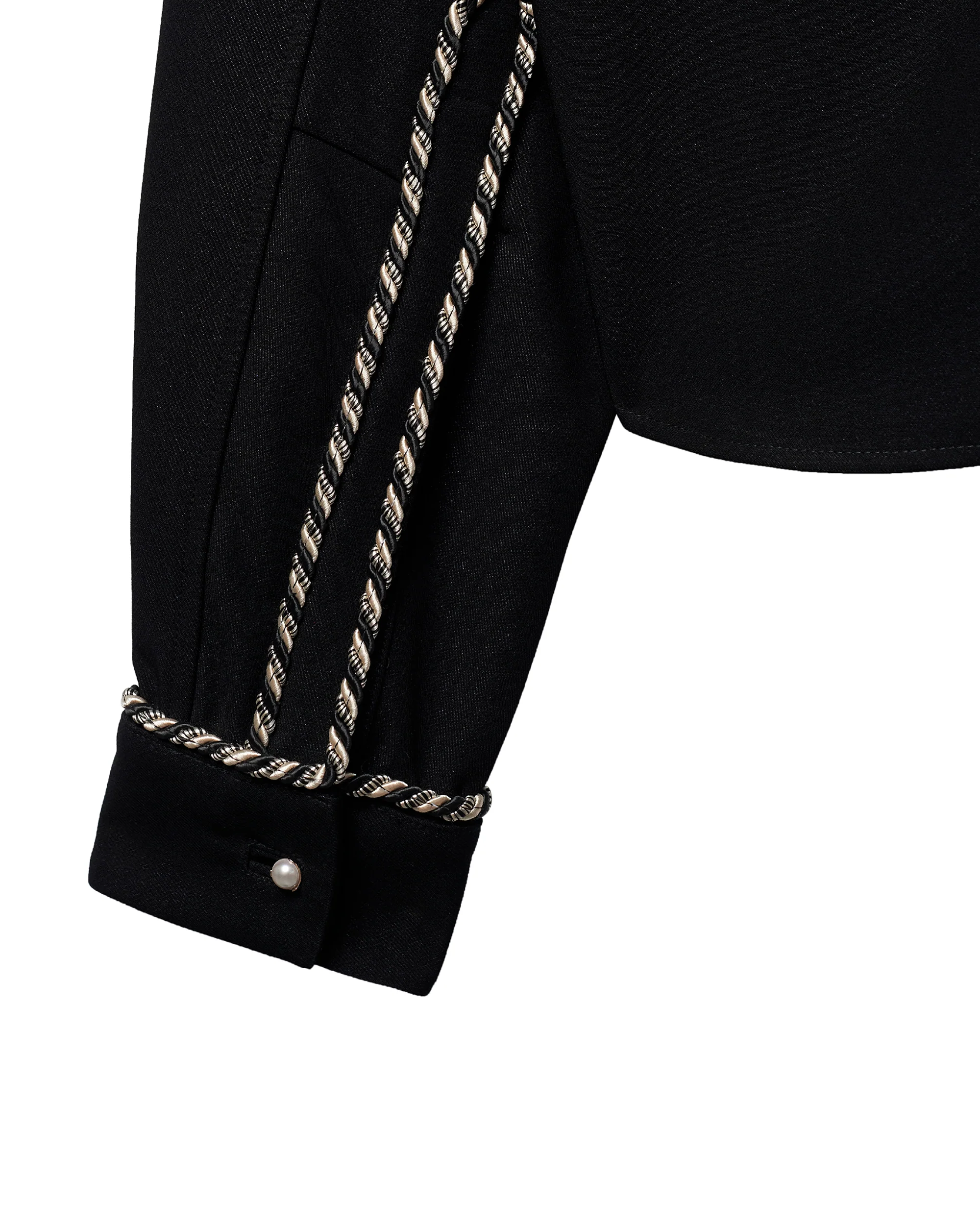 Embellished Long Sleeve Lasso Shirt - Classic Black - Image 7