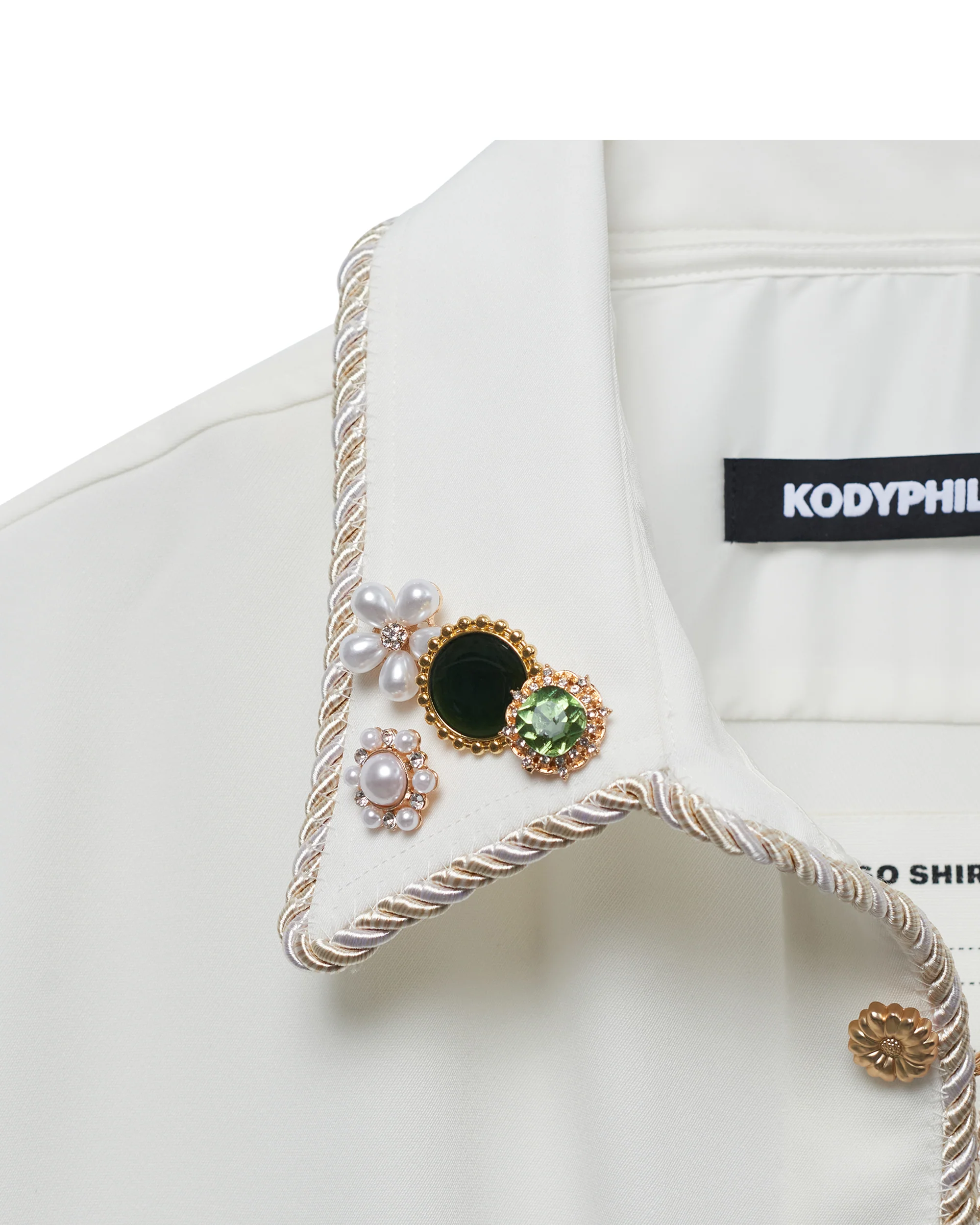 Embellished Long Sleeve Lasso Shirt - Ivory - Image 4