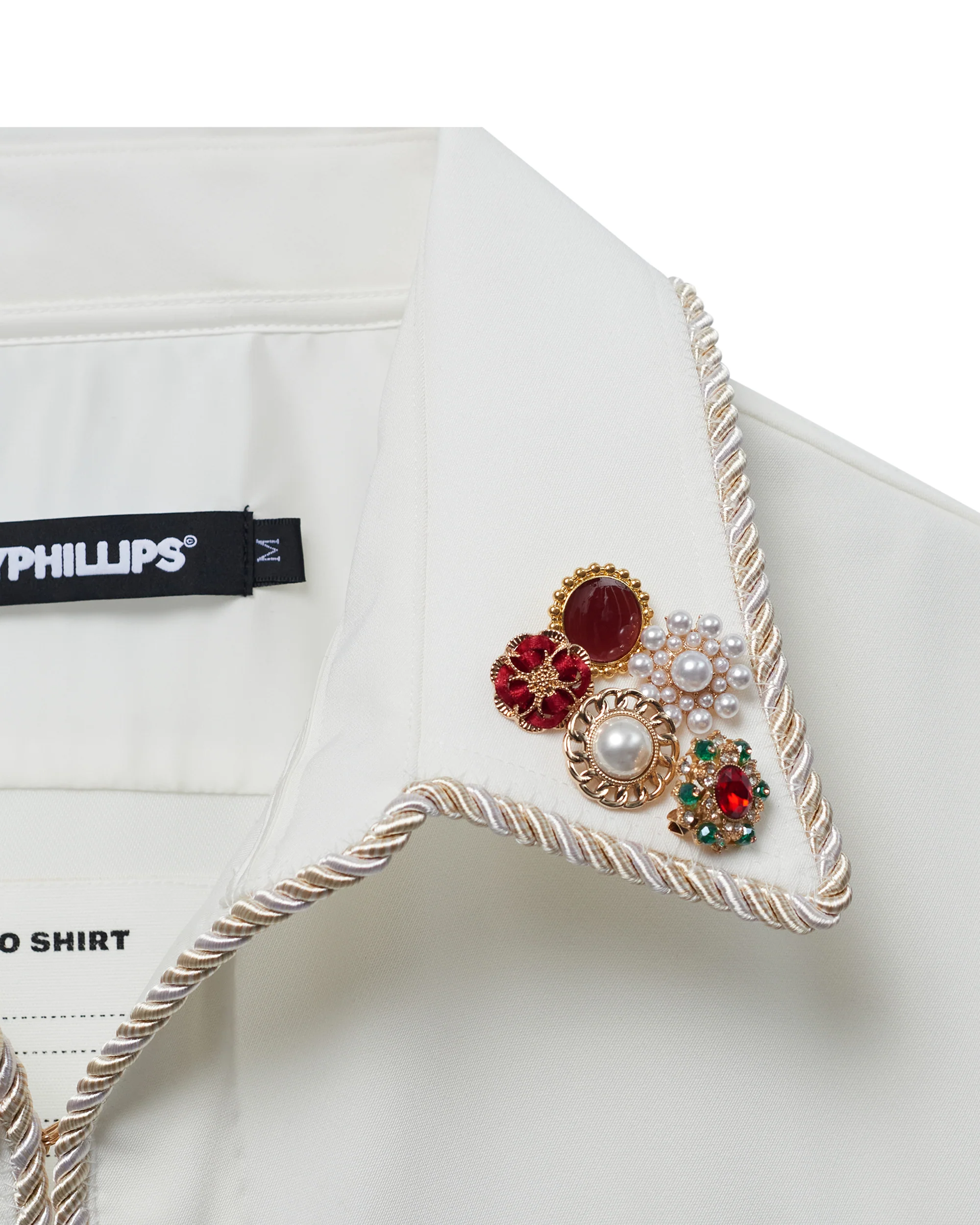 Embellished Long Sleeve Lasso Shirt - Ivory - Image 5