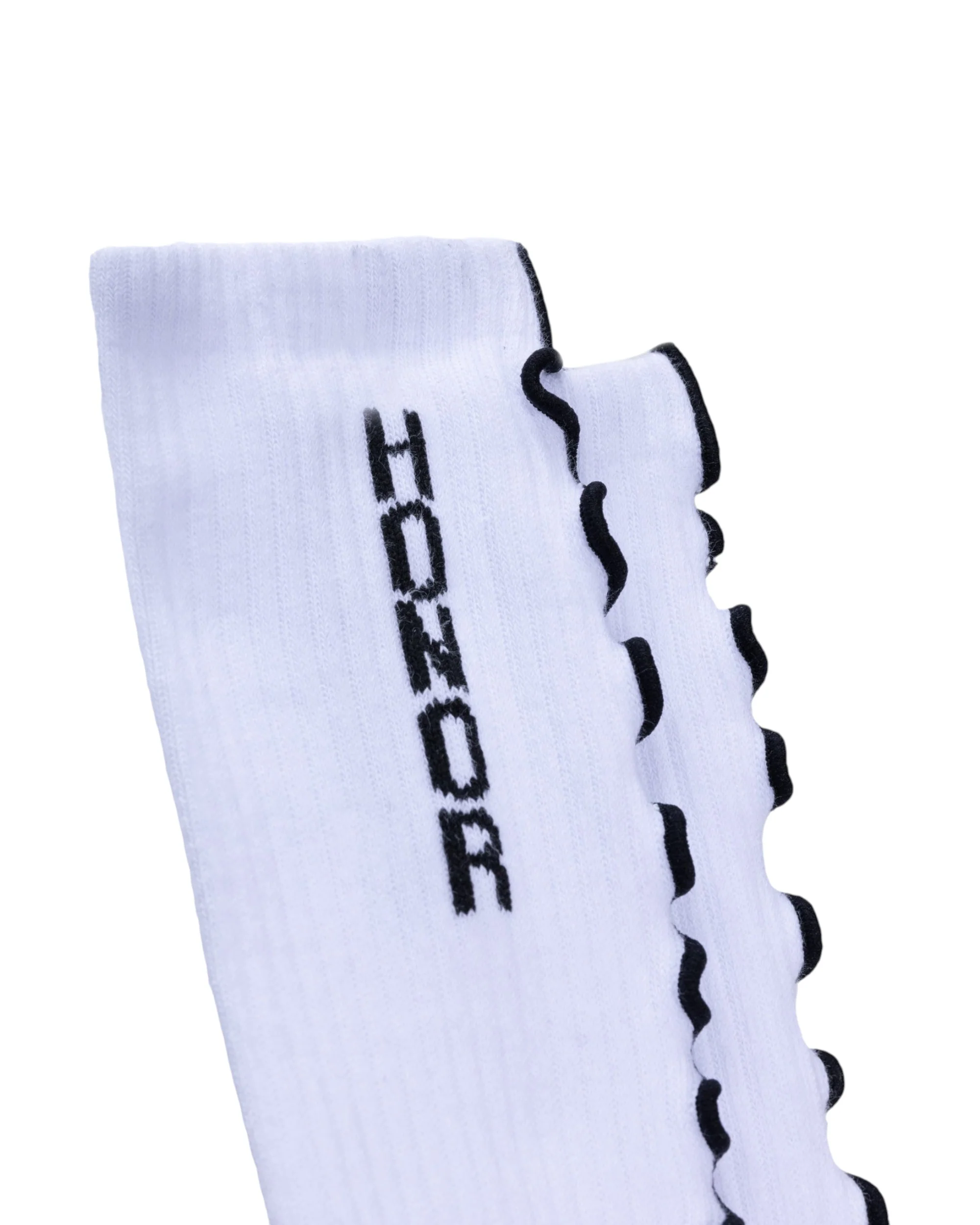 Embroidery Edge Ribbed Sock - White - Image 3