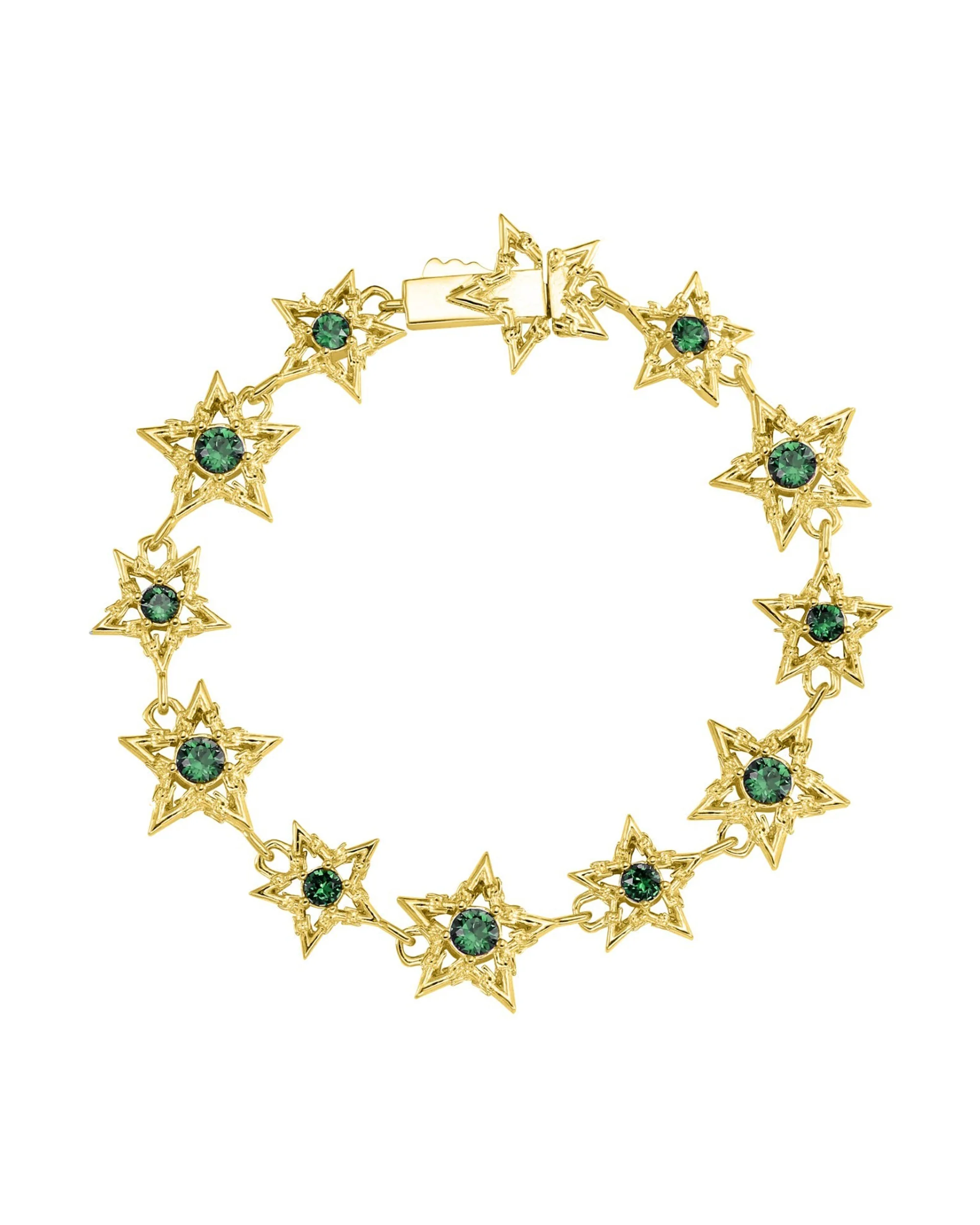 EMERALD BARBWIRE STAR BRACELET - GOLD
