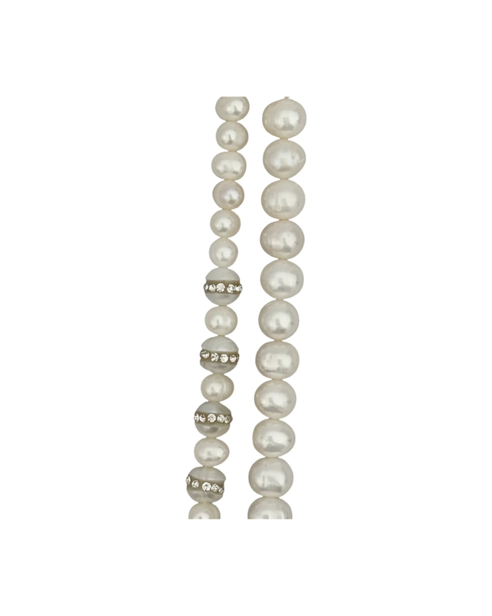 Feather 2 Layers Necklace - Pearl /  Silver - Image 2