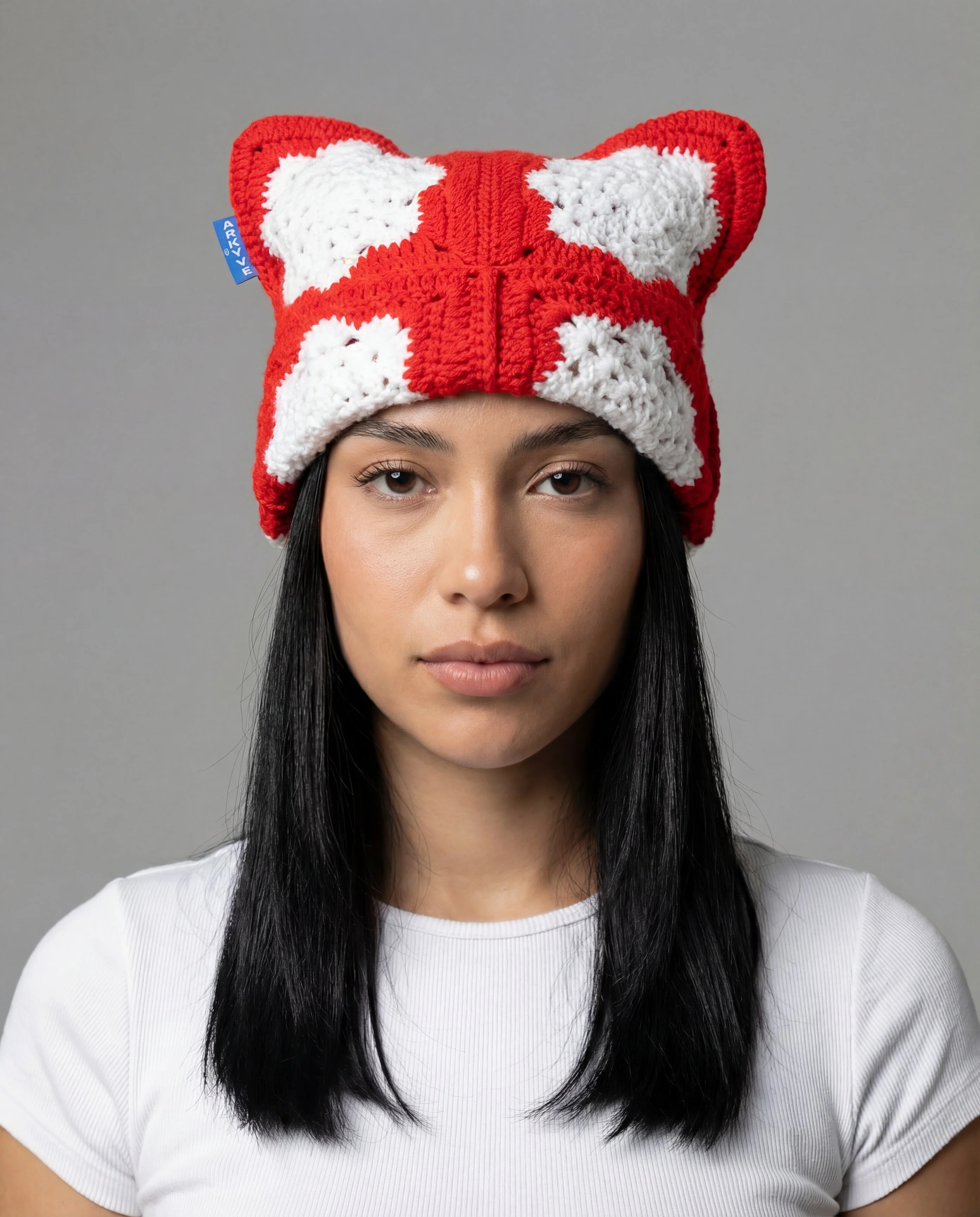 Fiery Snowflake Crochet Cat Hat - Image 2