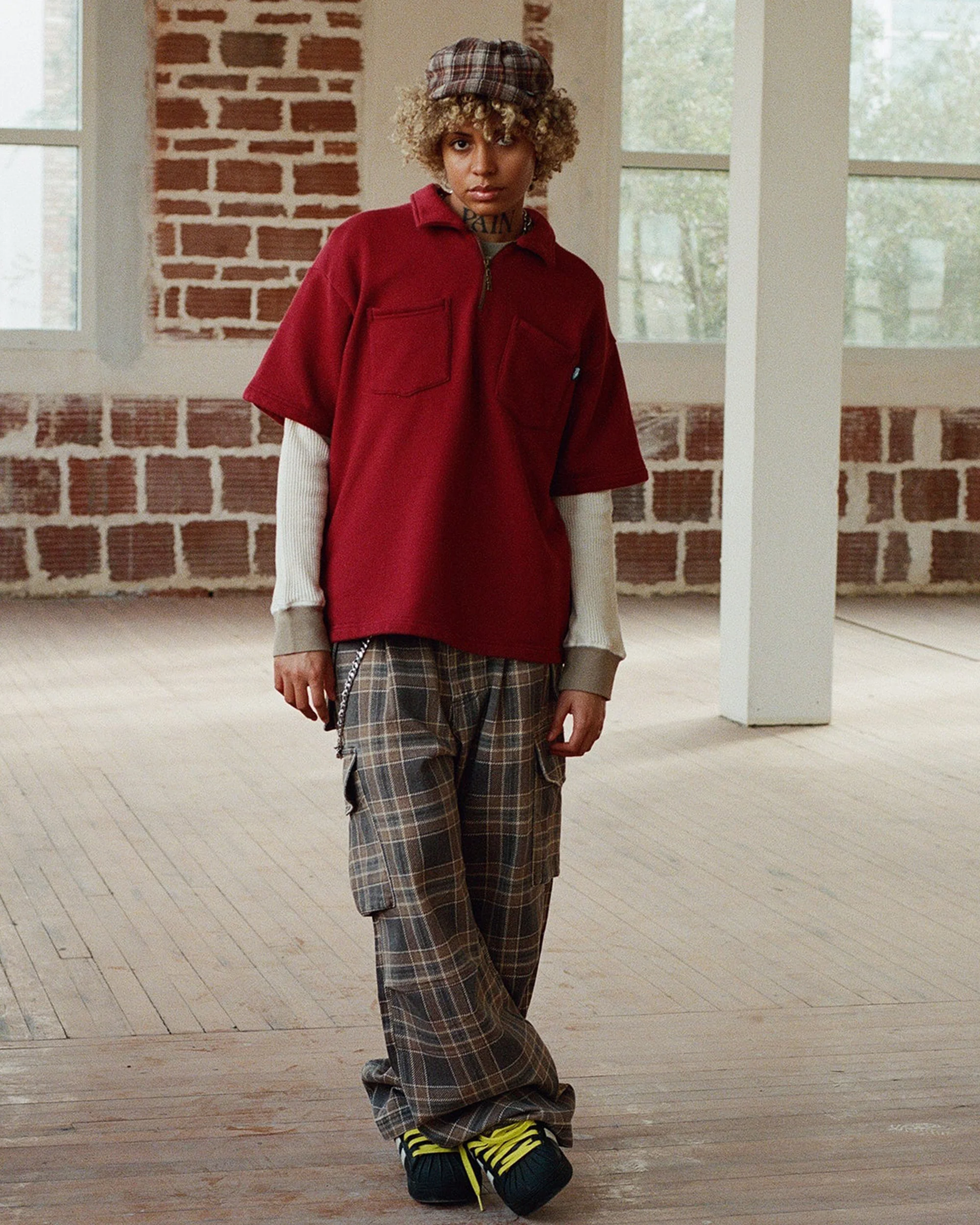 filthy french terry qtr-zip shirt (maroon) - Image 2