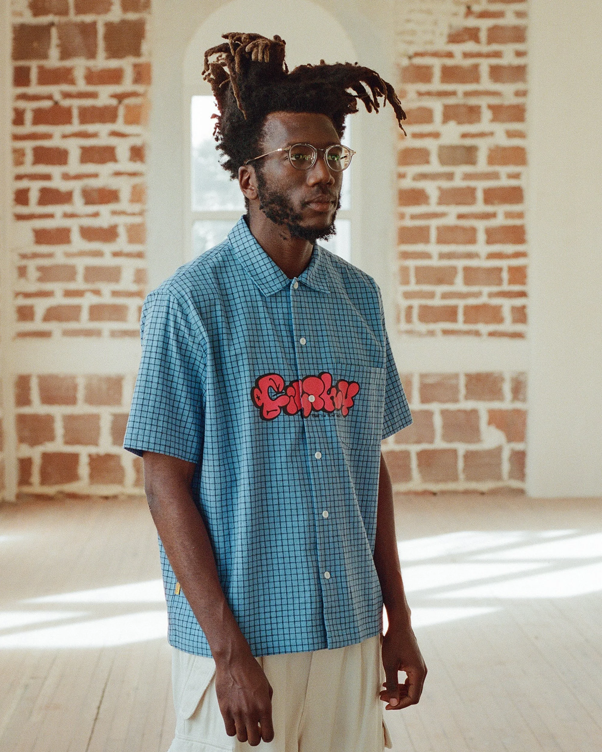 filthy graph button up shirt (blue) - Image 3