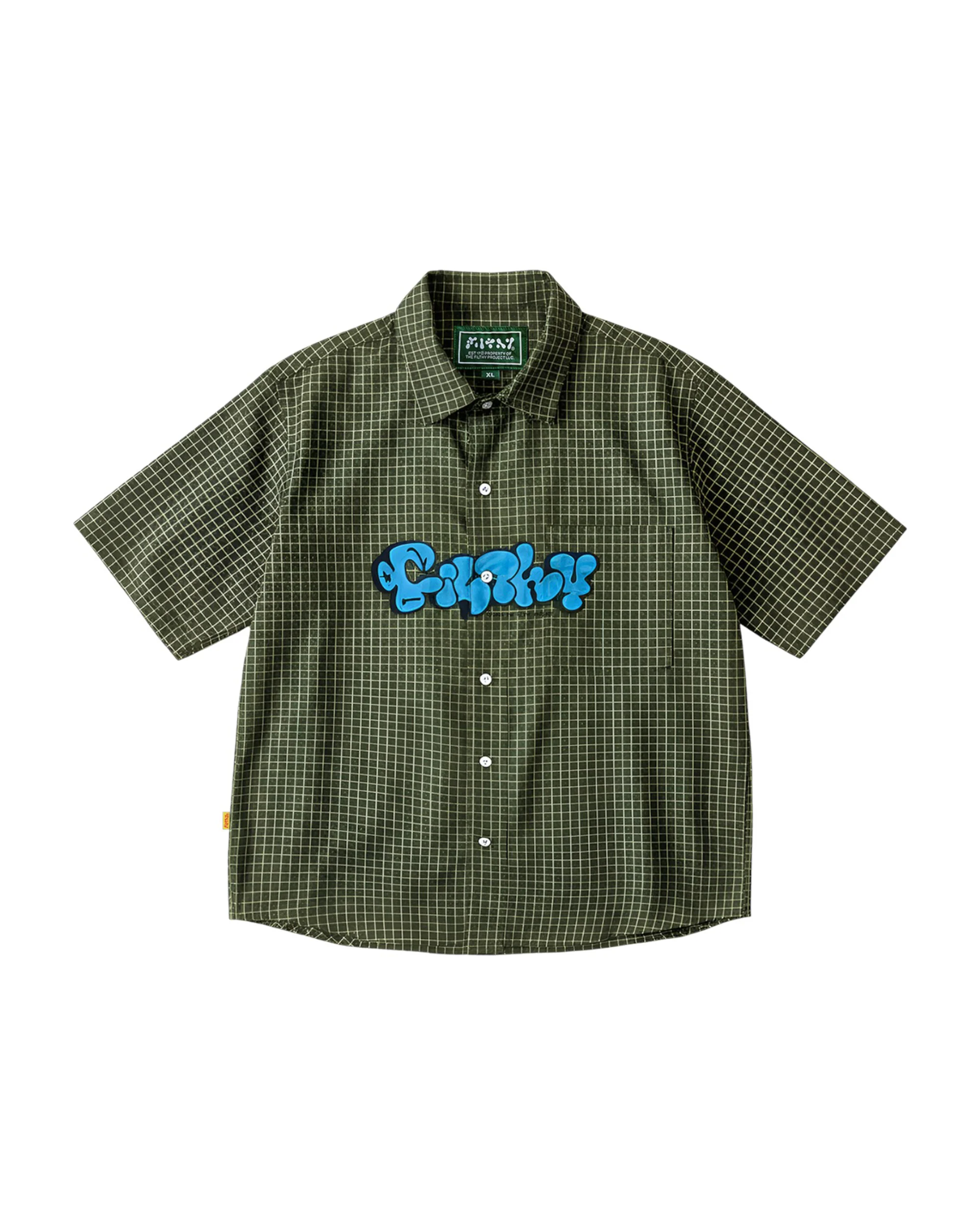 filthy graph button up shirt (olive)