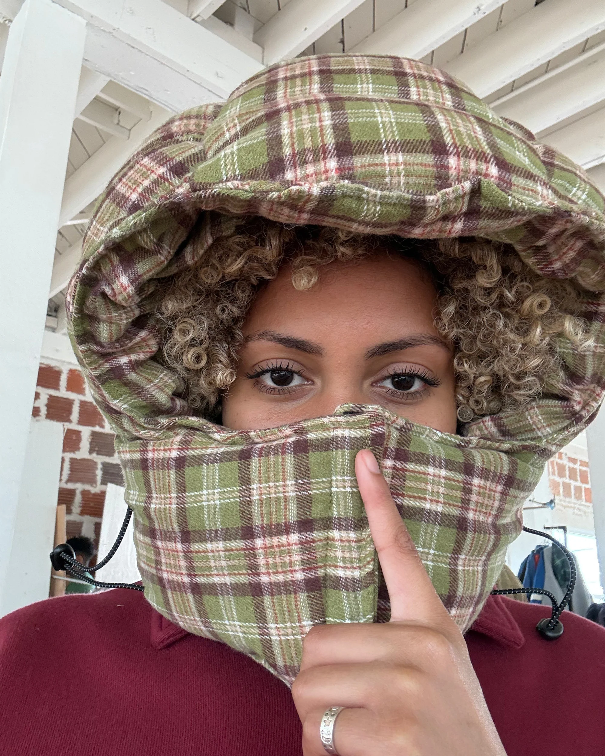 filthy plaid puffer hood (blue) - Image 5