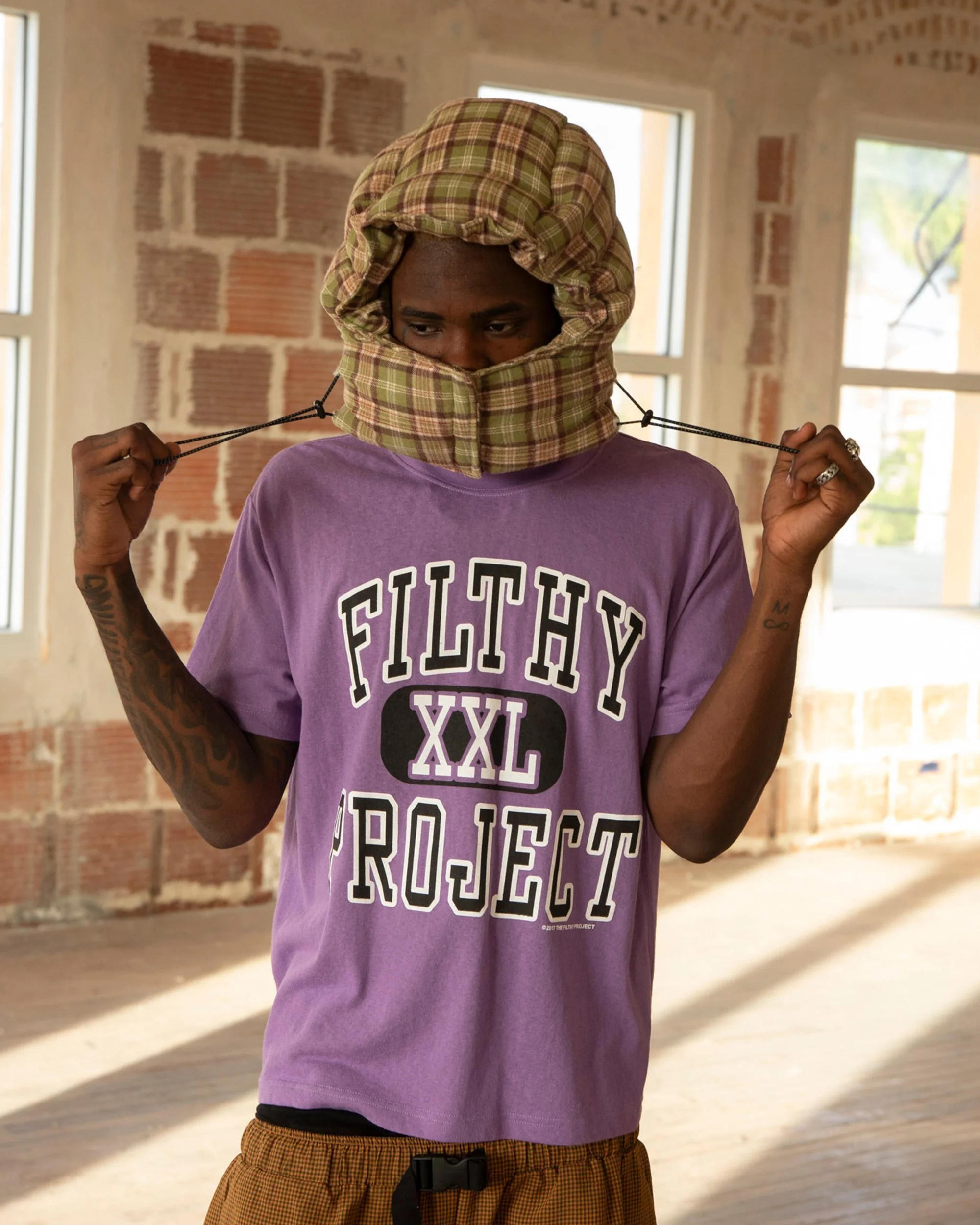 filthy plaid puffer hood (green) - Image 4