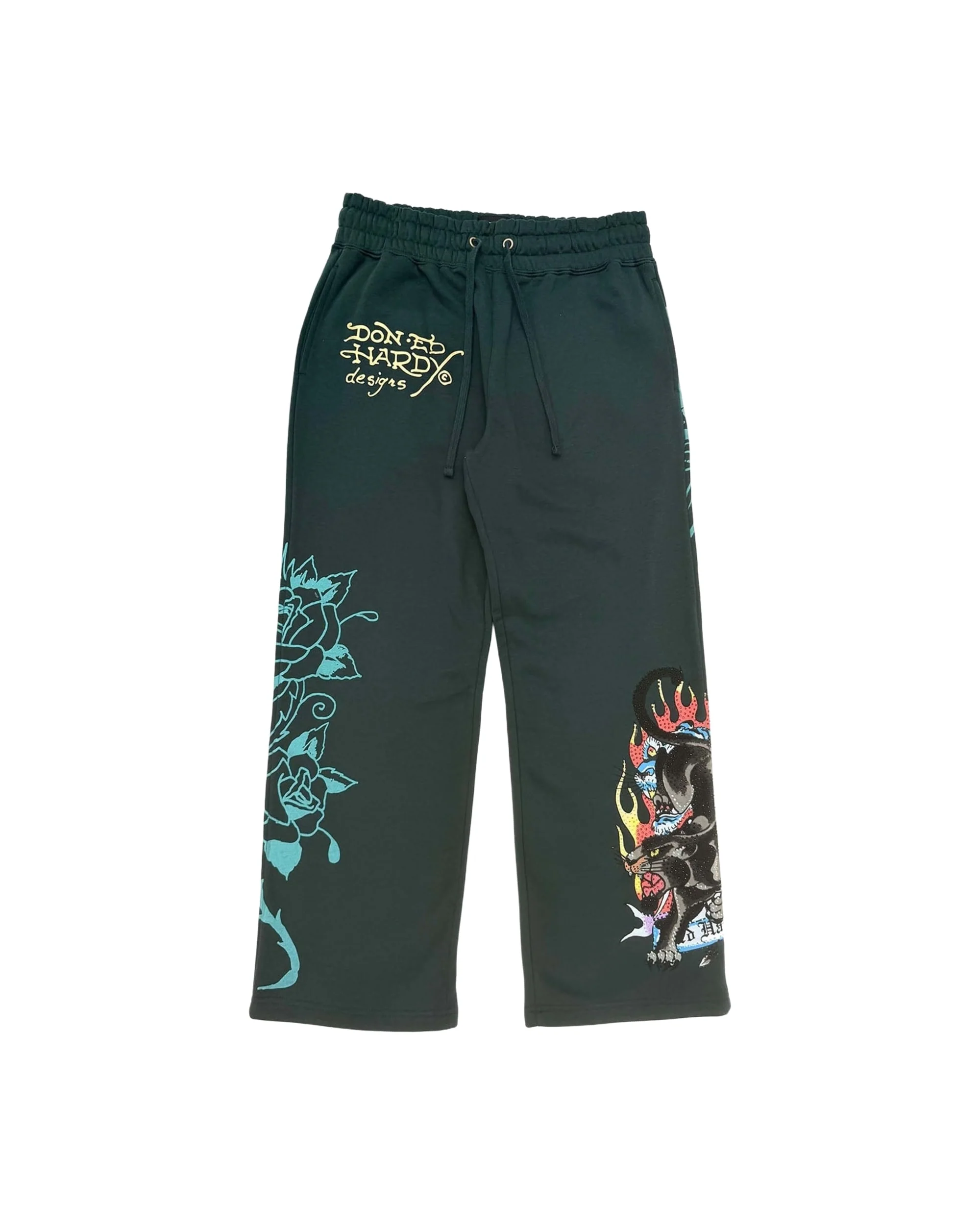 Fire Panther Rhinestone Baggy Sweatpants