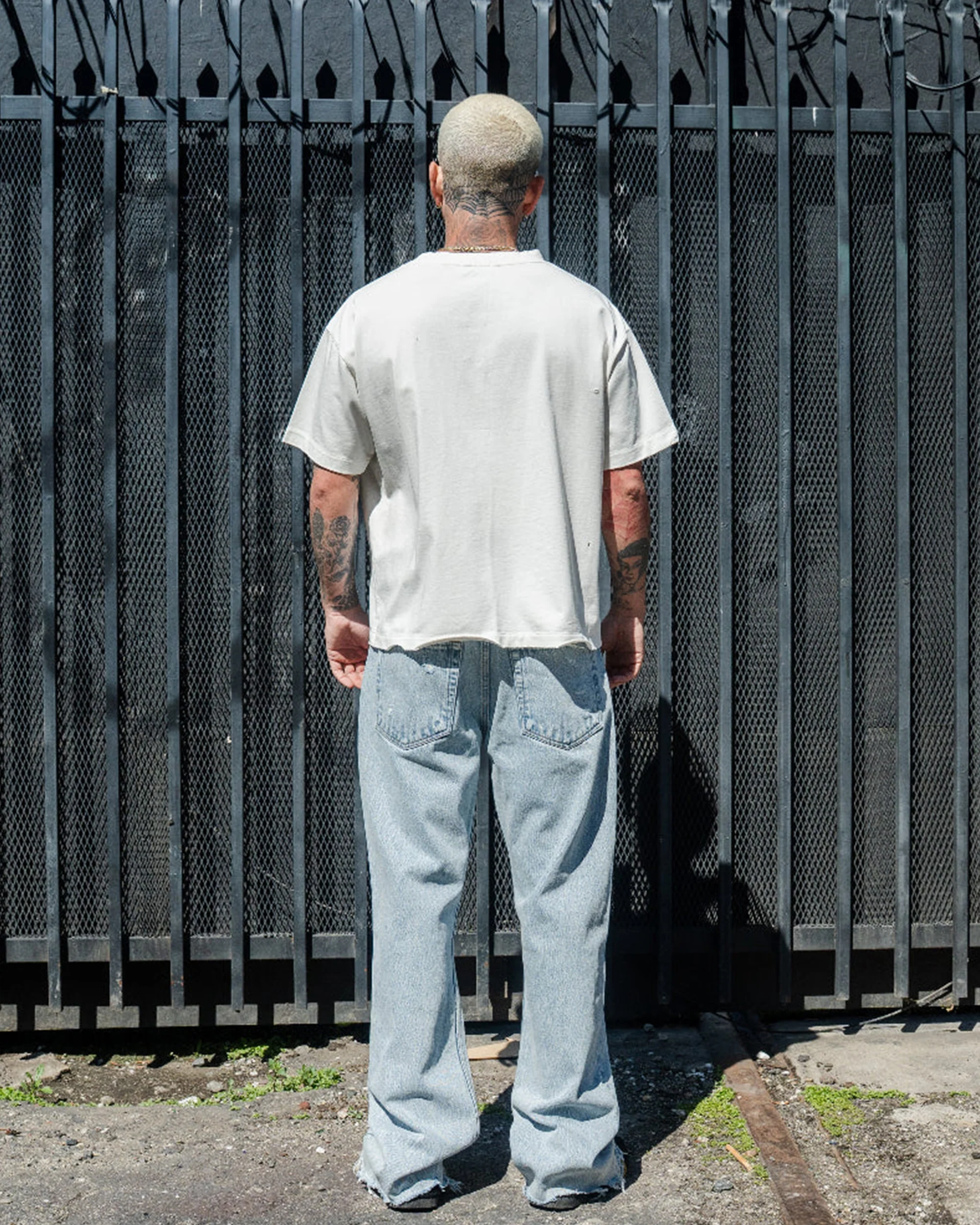 FLARED CHECKERED BAGGY JEANS - Image 3