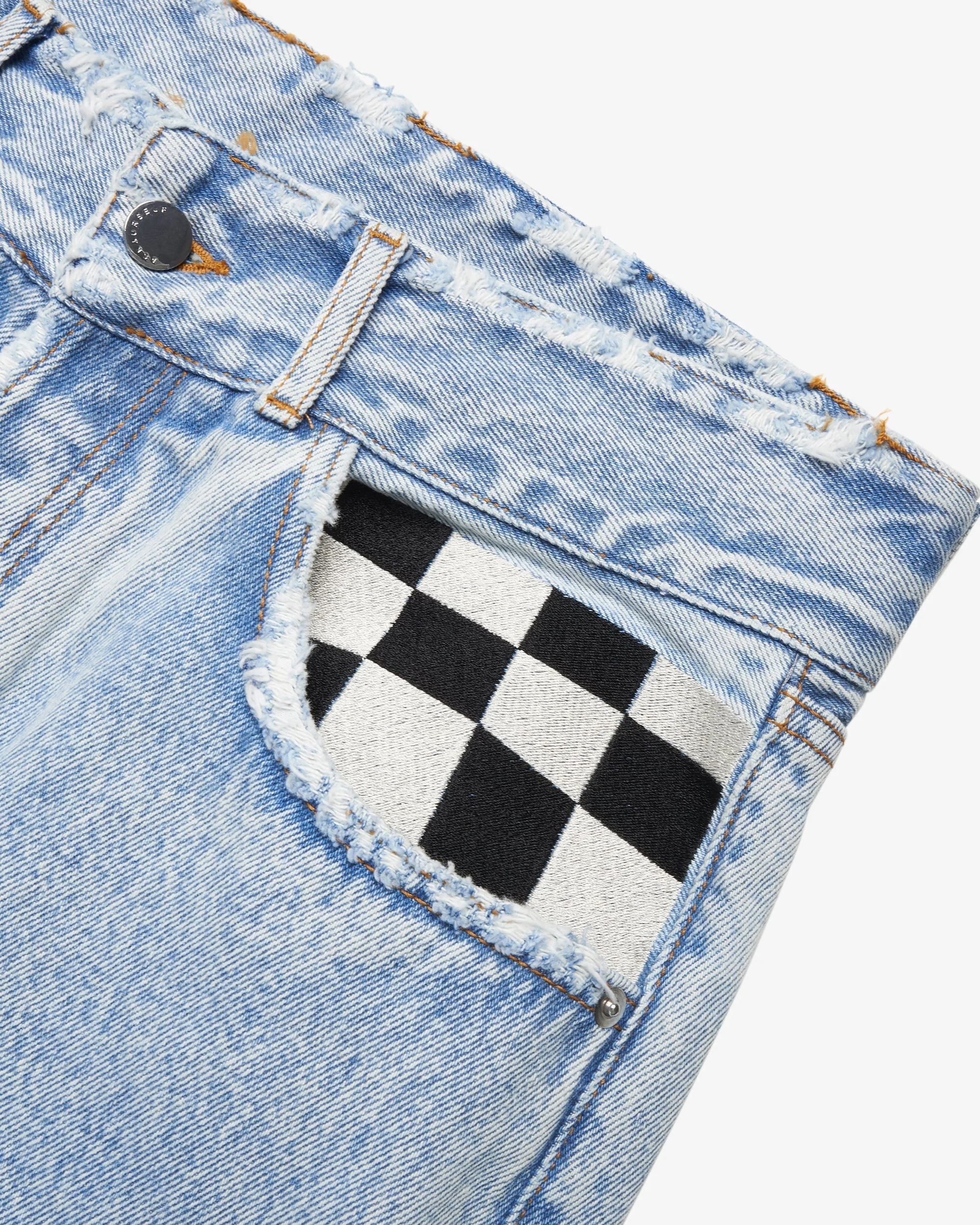 FLARED CHECKERED BAGGY JEANS - Image 4