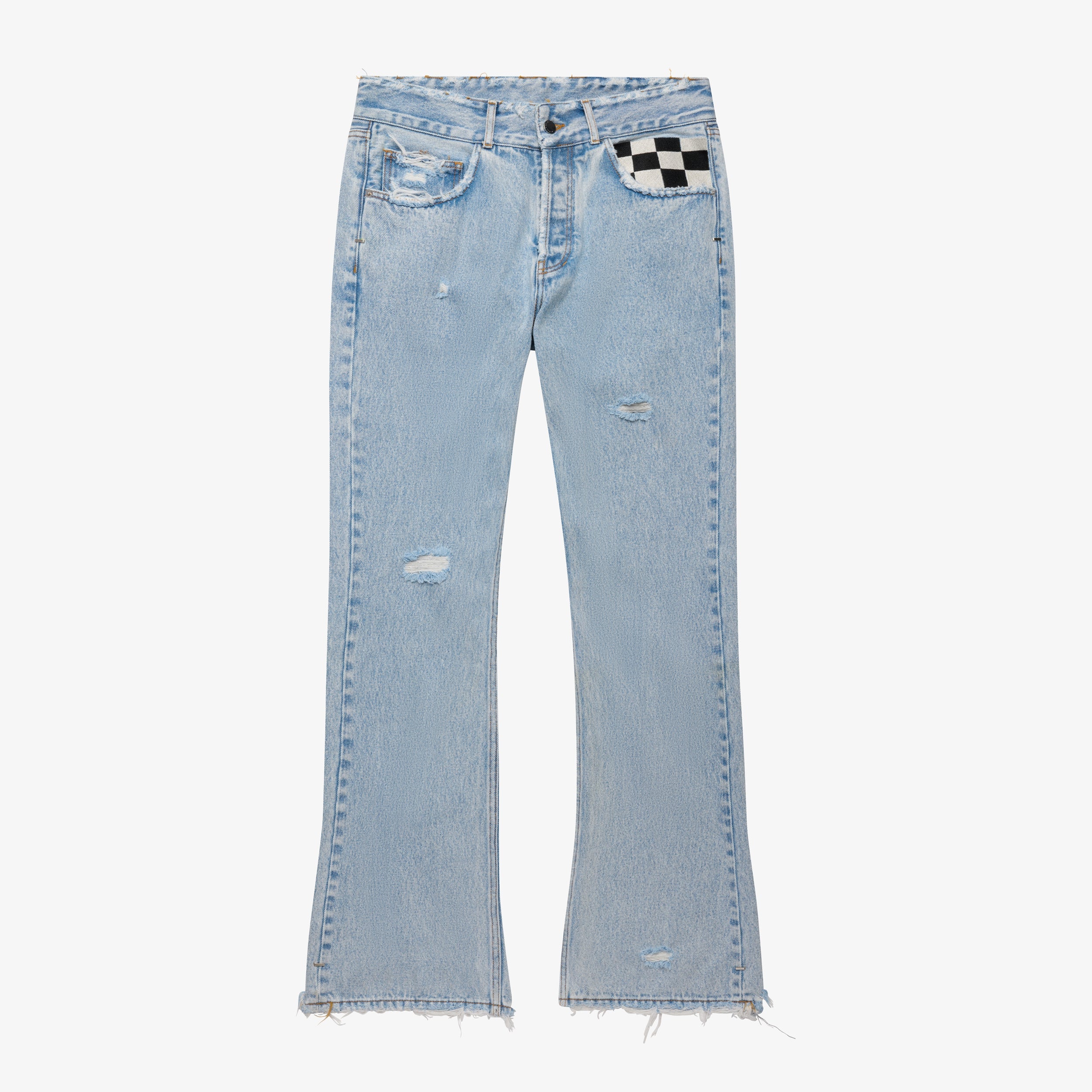 FLARED CHECKERED BAGGY JEANS - Image 5