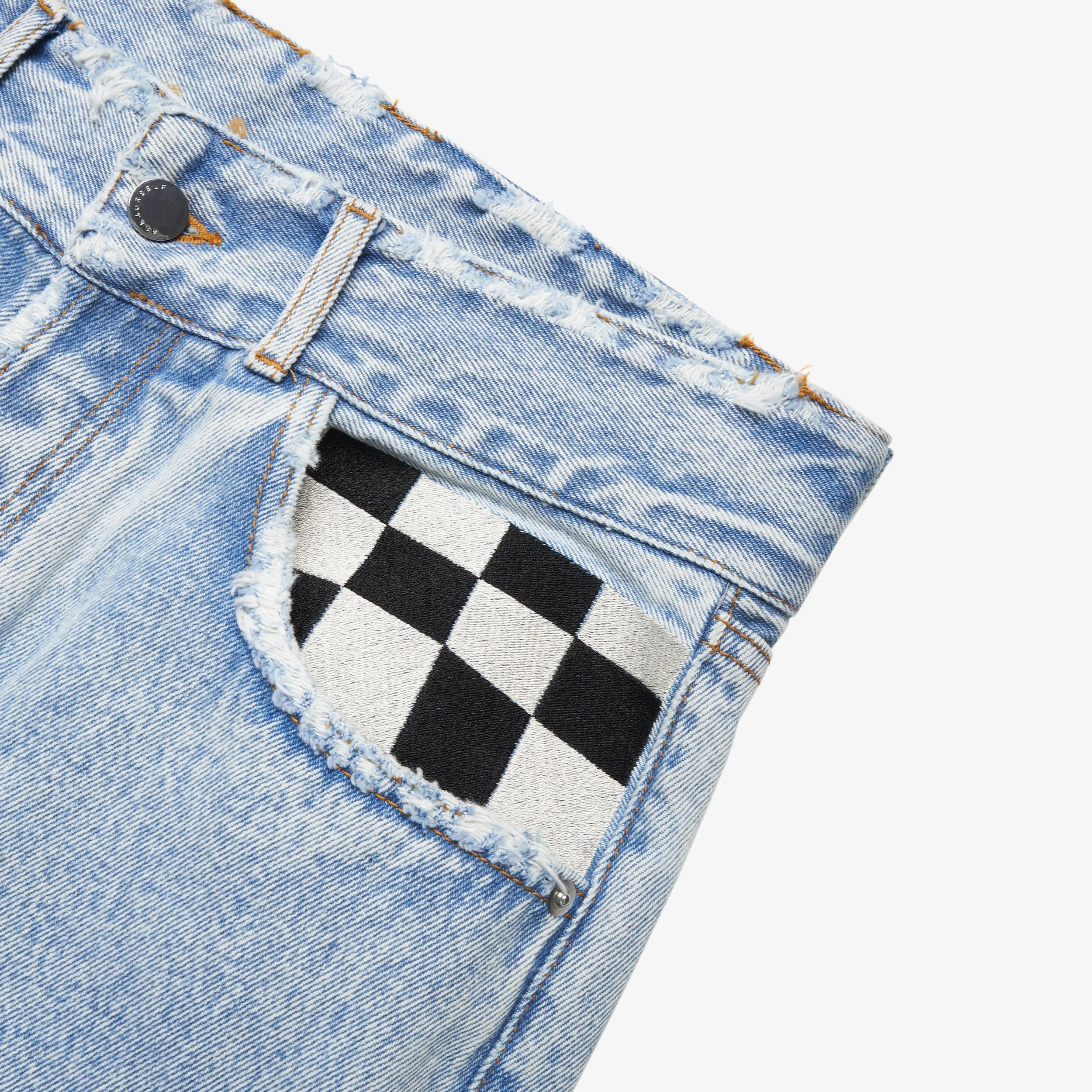 FLARED CHECKERED BAGGY JEANS - Image 8