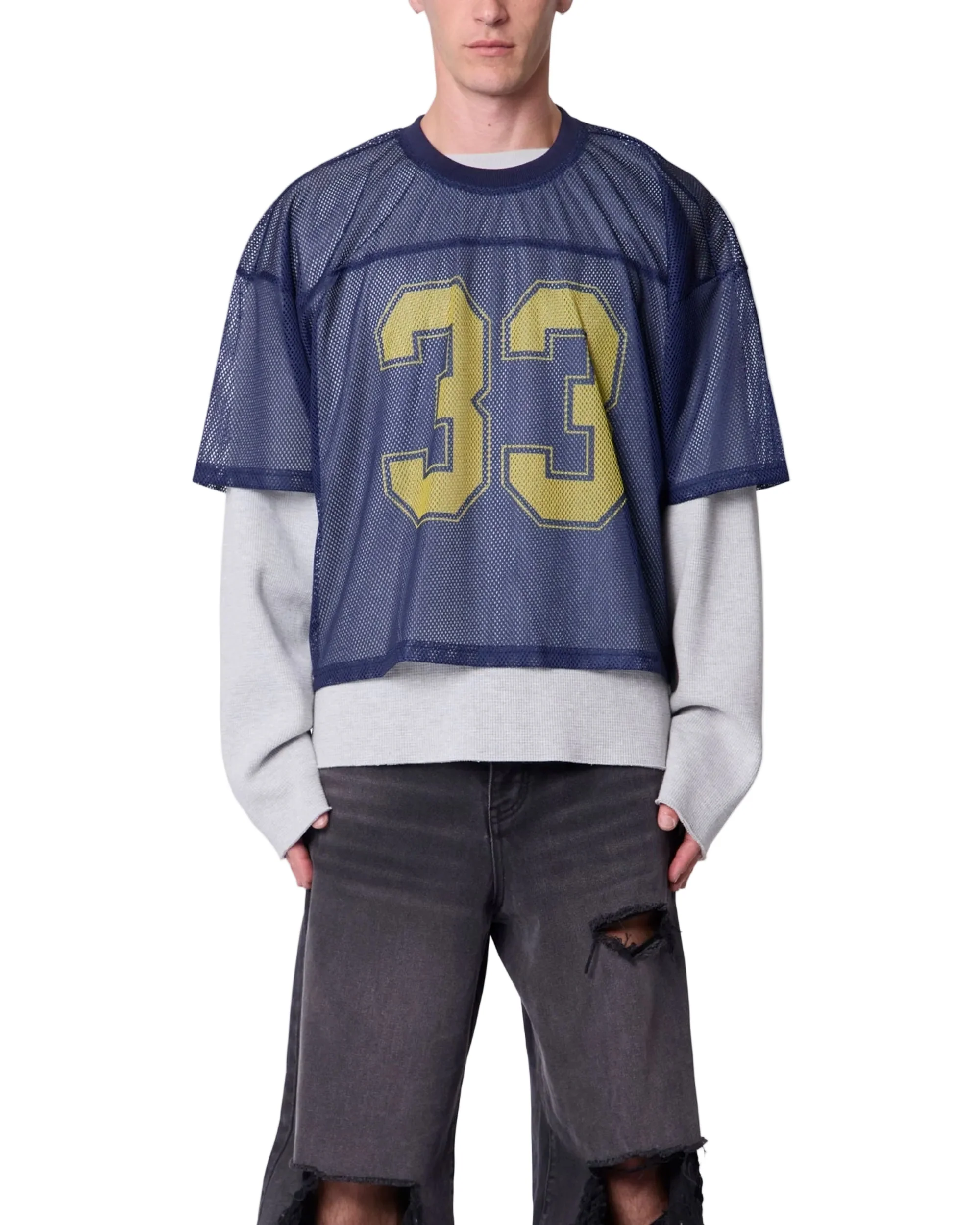 Football Mesh Jersey Shirt - Navy - Image 2