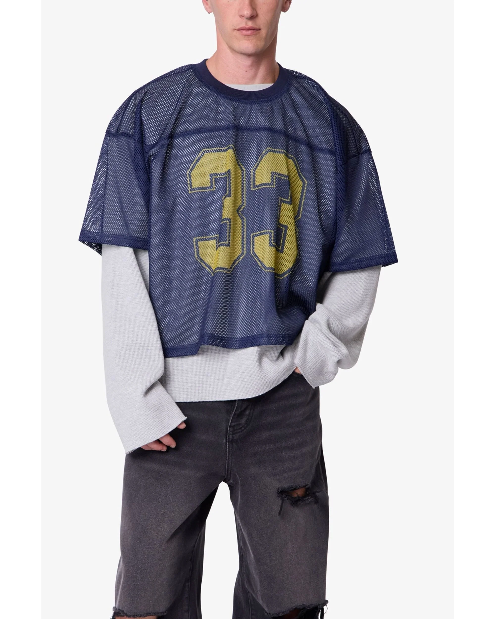 Football Mesh Jersey Shirt - Navy - Image 3