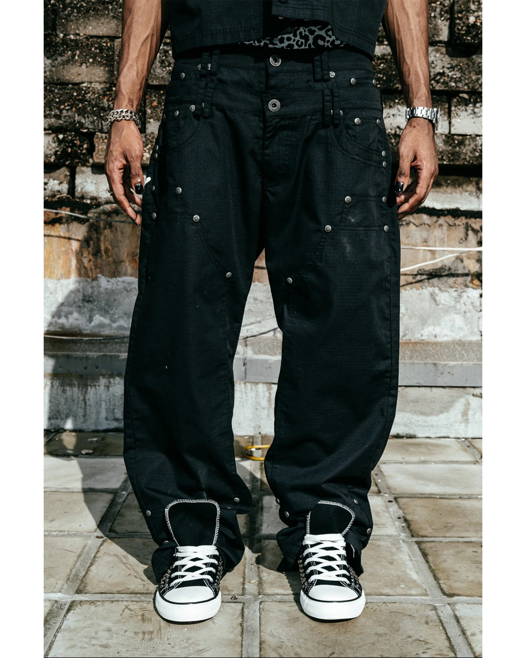 Gideon Double-Layered Workpants in Black - Image 3