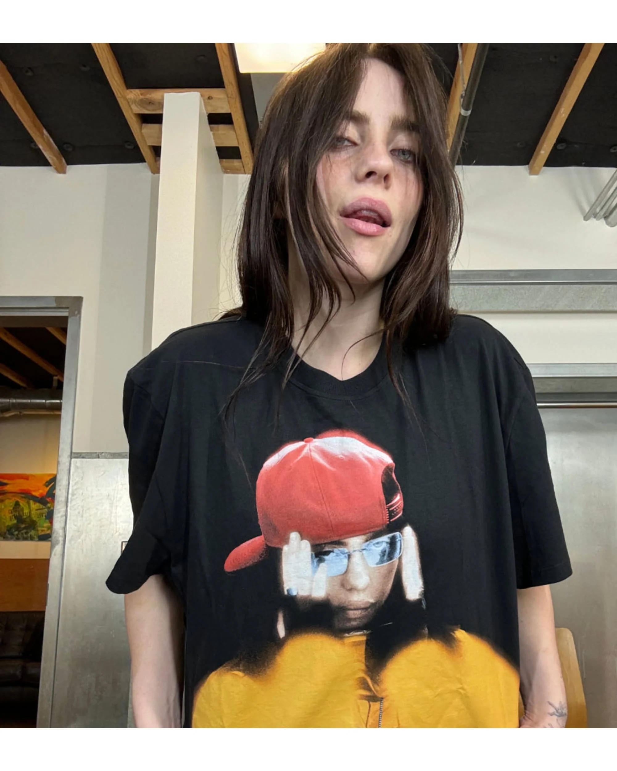 Glasses HIT ME HARD AND SOFT: THE TOUR 2025 Black T-Shirt - Image 3