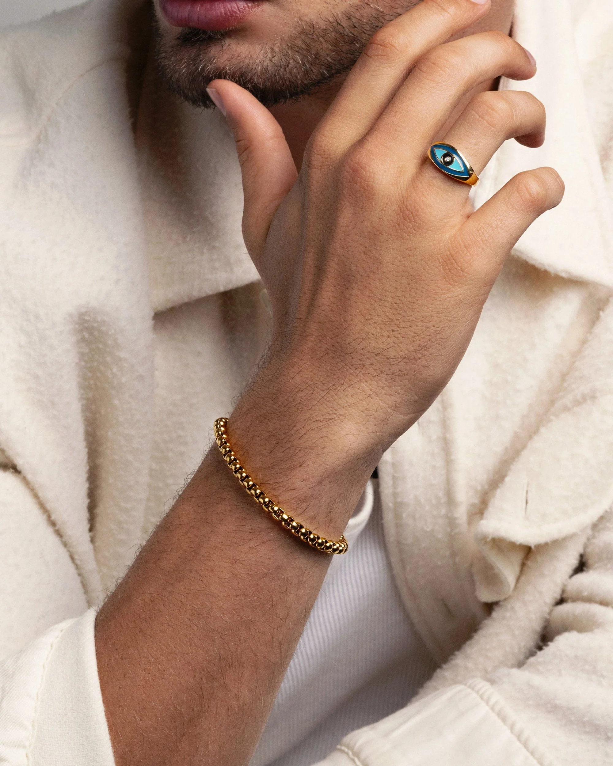 Gold Box Chain Classic Bracelet - Image 2