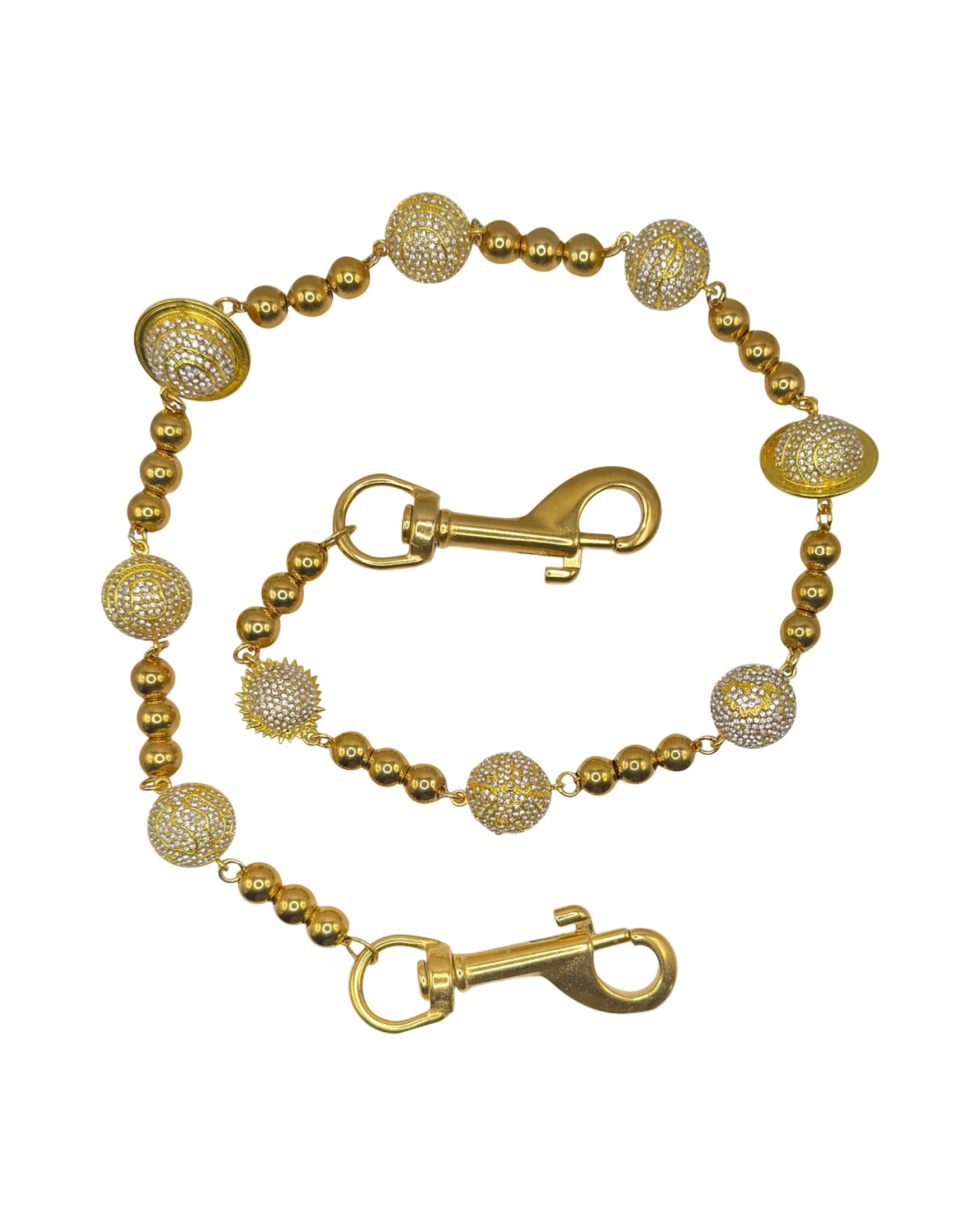 Gold Large Planet Wallet Chain - White