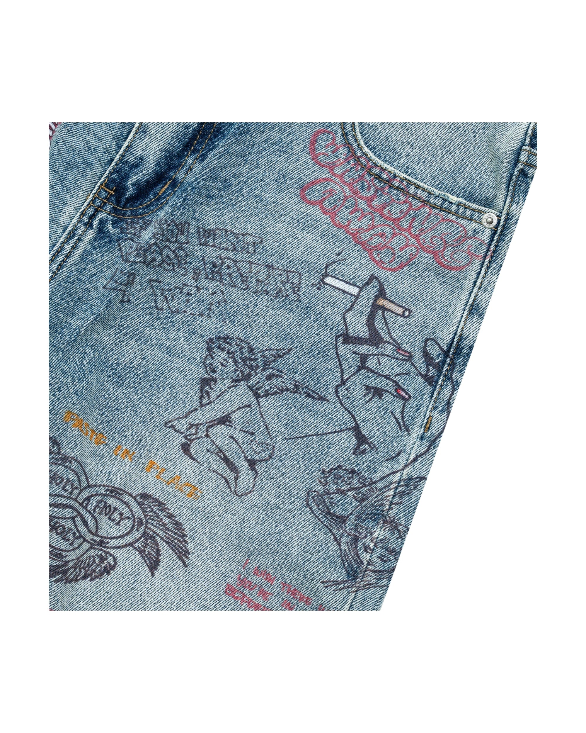 Graffiti Jorts - Blue Wash - Image 4
