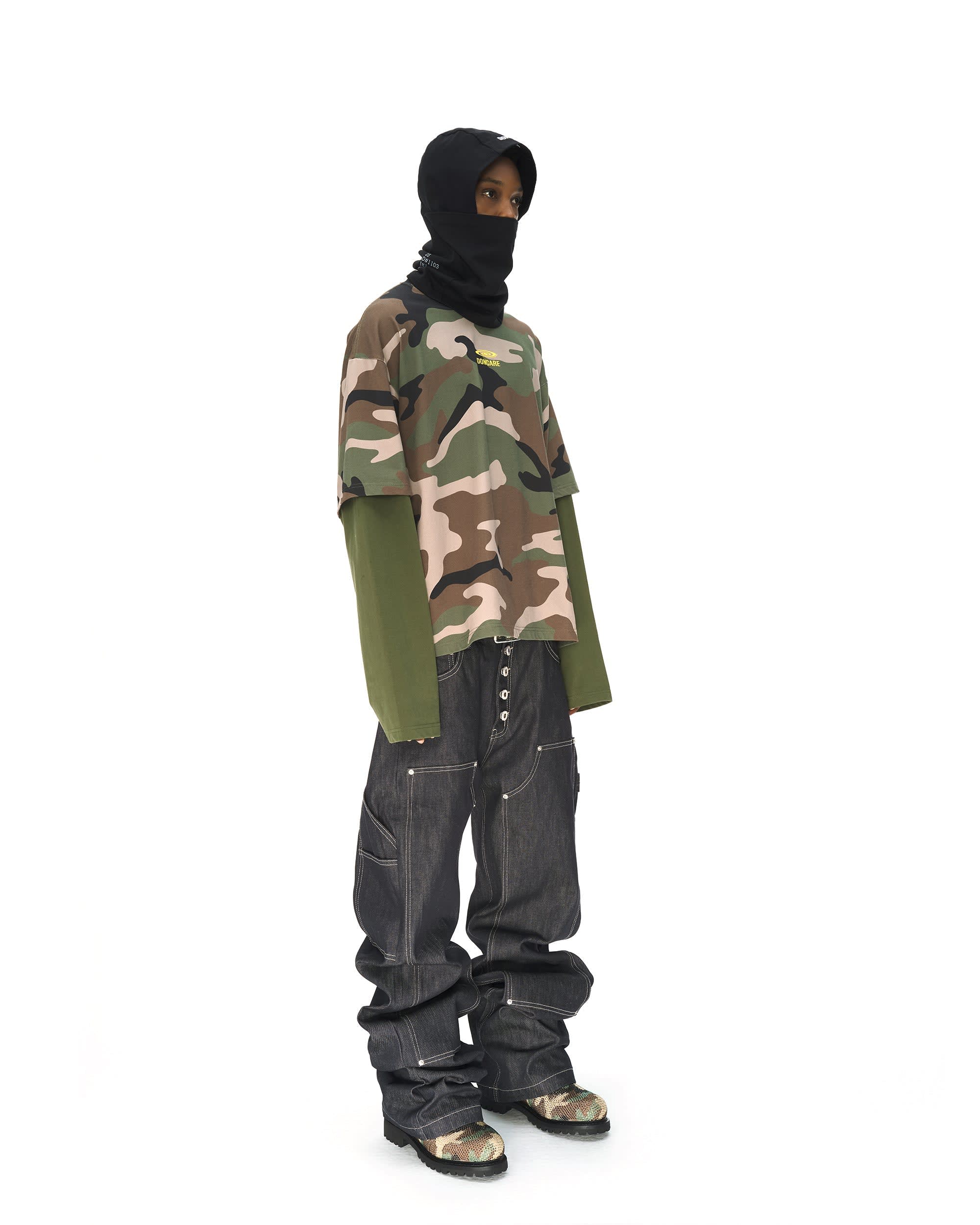 GREEN CAMO FAUX LAYERED LONG SLEEVE T-SHIRT - Image 8